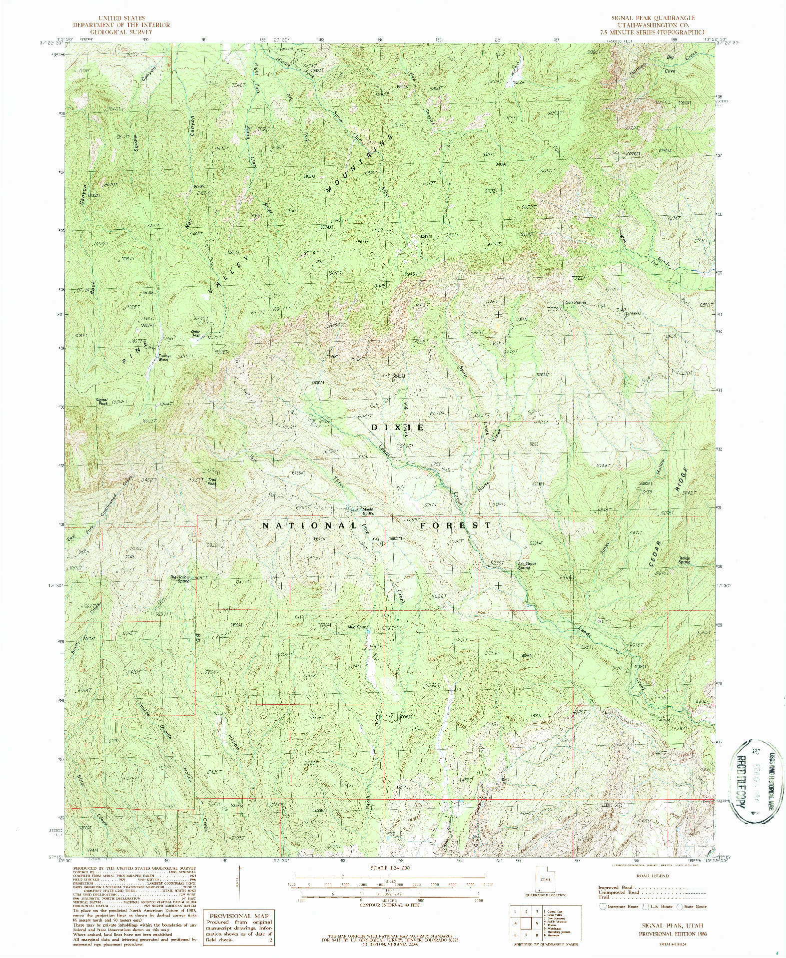 USGS 1:24000-SCALE QUADRANGLE FOR SIGNAL PEAK, UT 1986