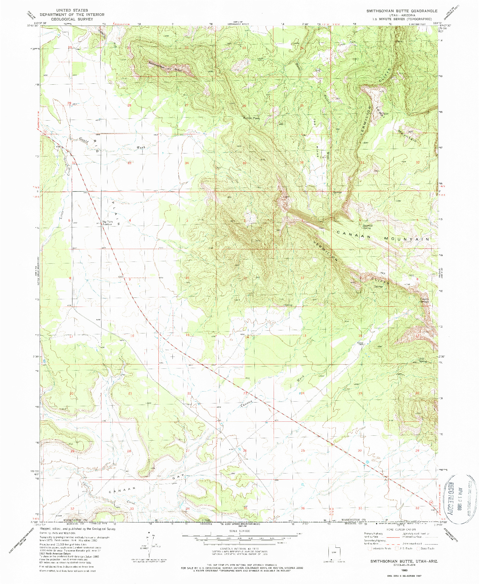 USGS 1:24000-SCALE QUADRANGLE FOR SMITHSONIAN BUTTE, UT 1980