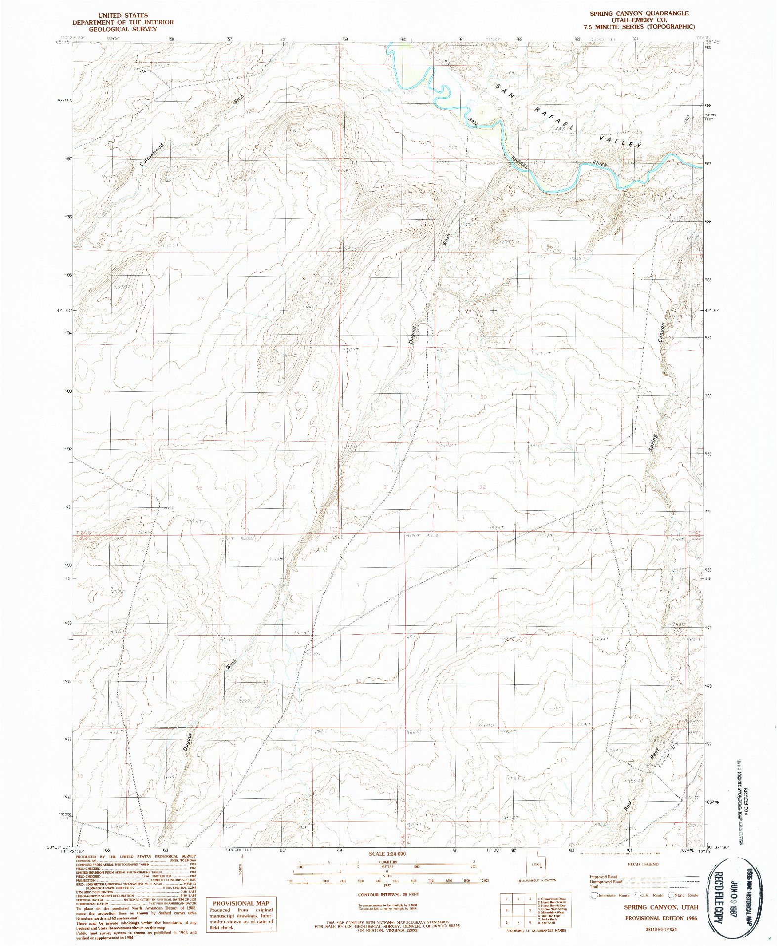 USGS 1:24000-SCALE QUADRANGLE FOR SPRING CANYON, UT 1986