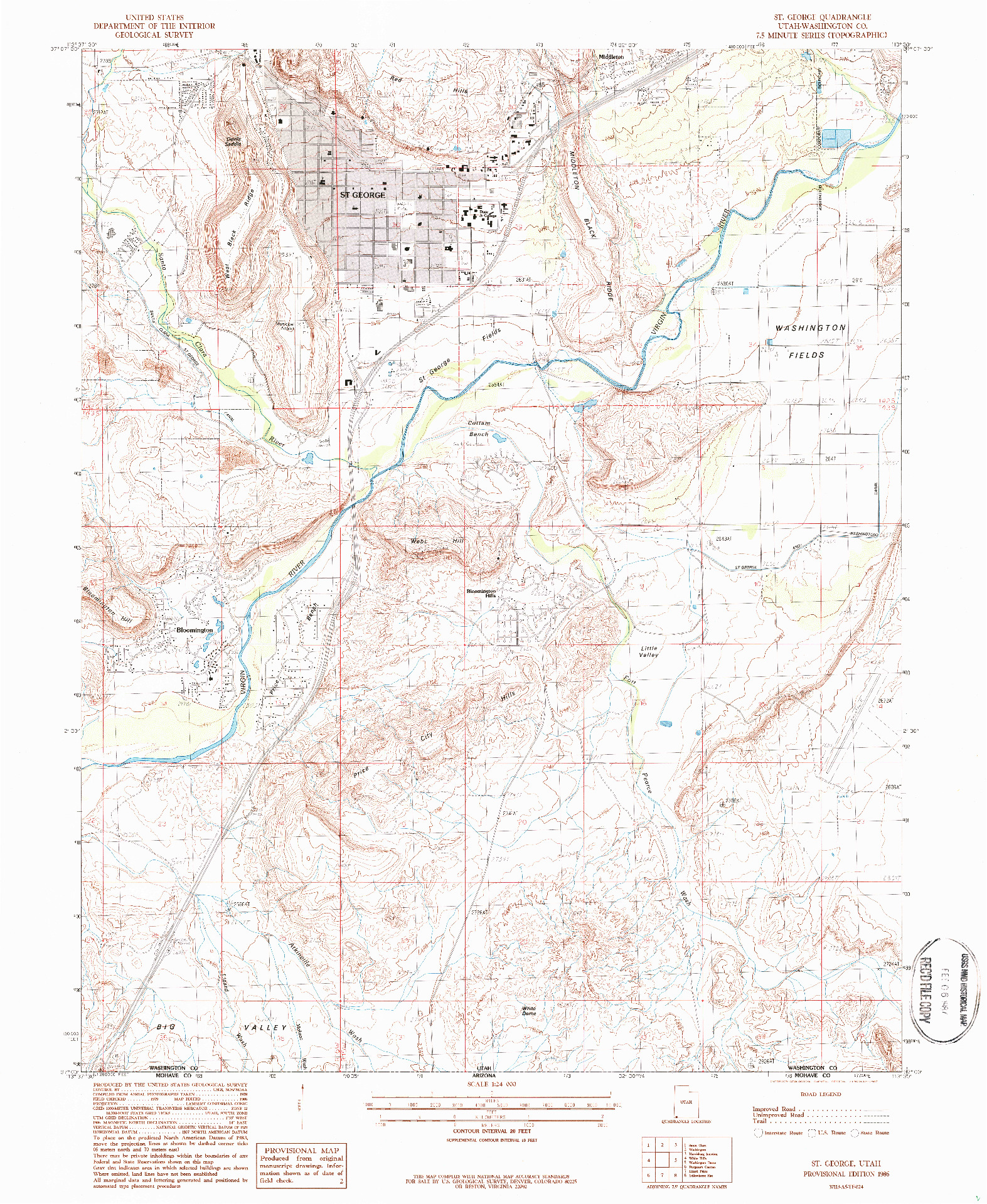 USGS 1:24000-SCALE QUADRANGLE FOR ST. GEORGE, UT 1986