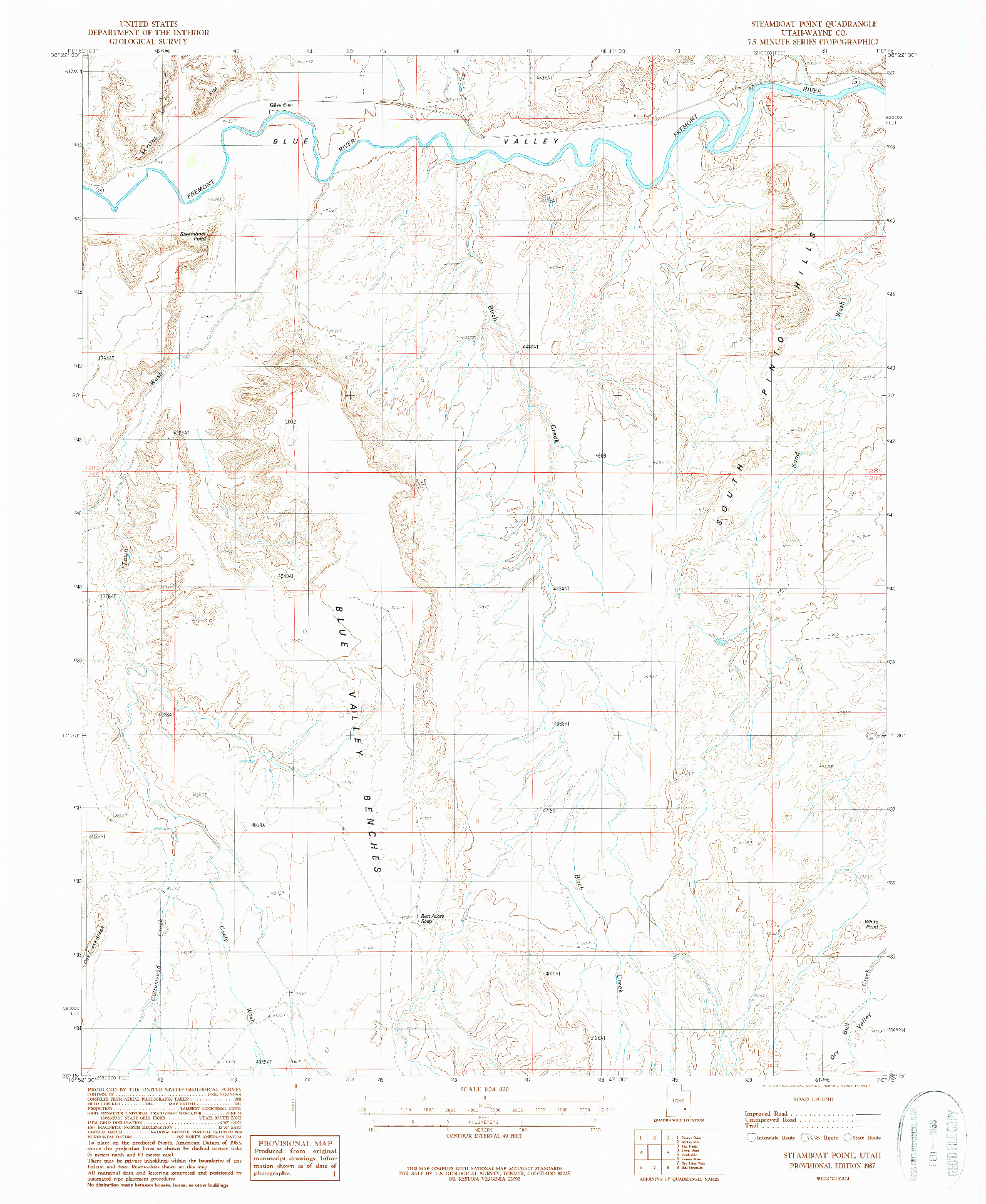 USGS 1:24000-SCALE QUADRANGLE FOR STEAMBOAT POINT, UT 1987