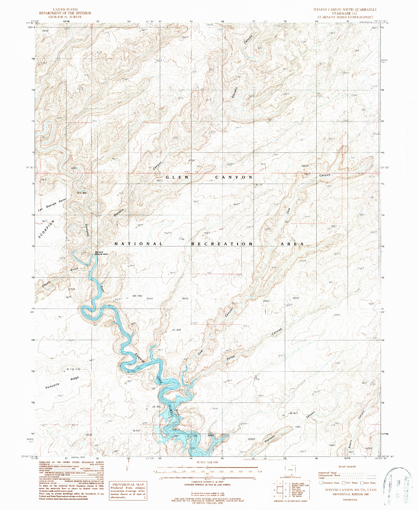 USGS 1:24000-SCALE QUADRANGLE FOR STEVENS CANYON SOUTH, UT 1987