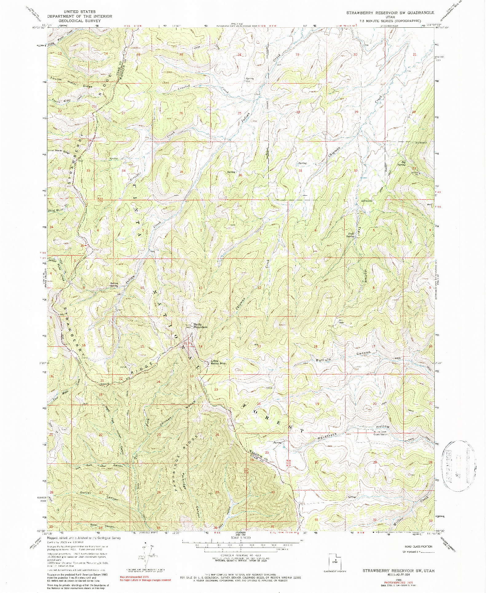 USGS 1:24000-SCALE QUADRANGLE FOR STRAWBERRY RESERVOIR SW, UT 1966