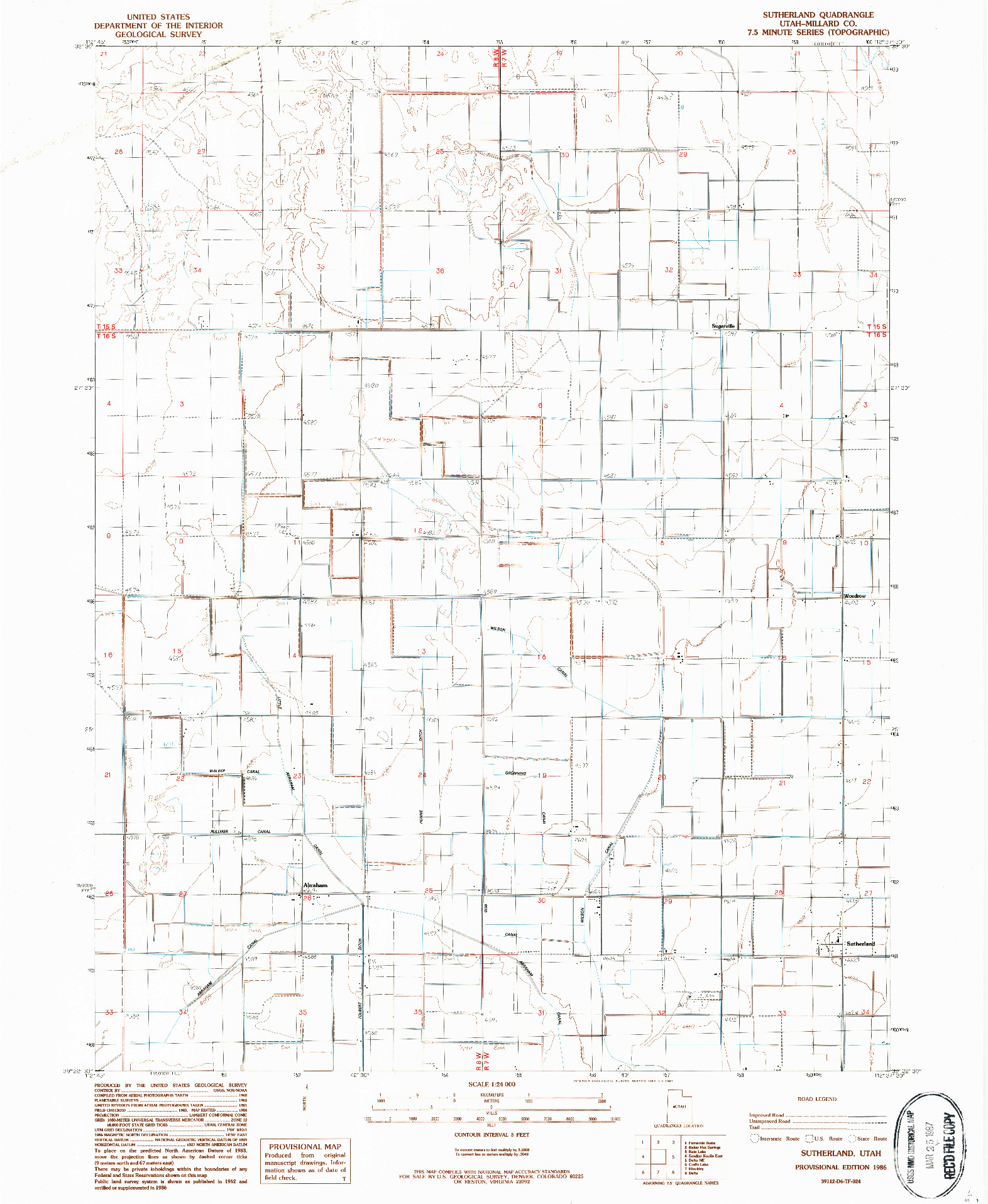 USGS 1:24000-SCALE QUADRANGLE FOR SUTHERLAND, UT 1986