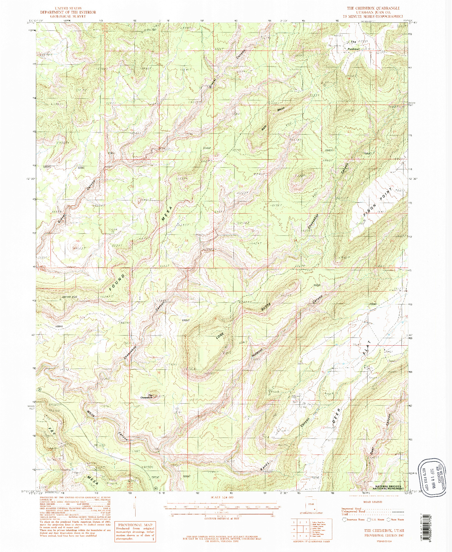 USGS 1:24000-SCALE QUADRANGLE FOR THE CHEESEBOX, UT 1987