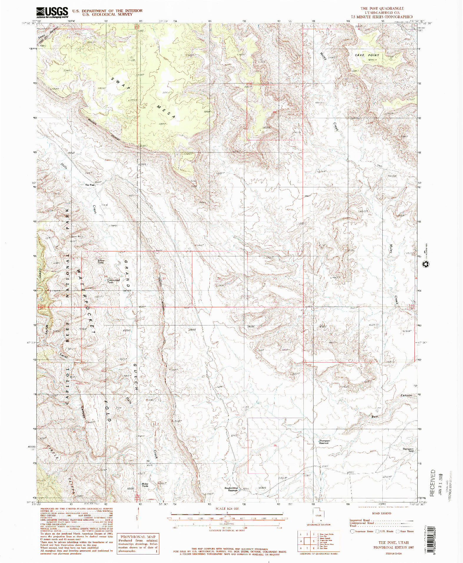 USGS 1:24000-SCALE QUADRANGLE FOR THE POST, UT 1987