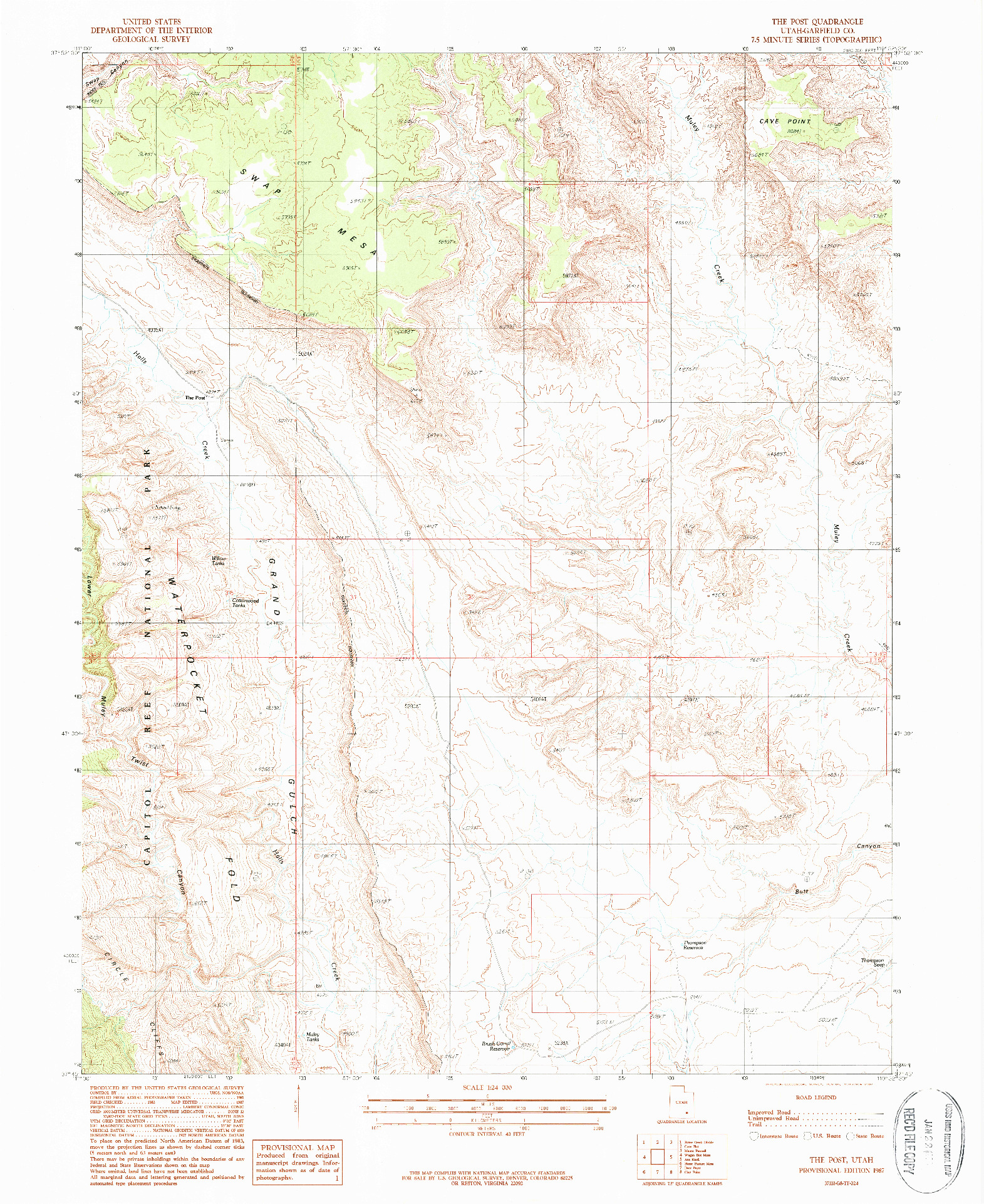 USGS 1:24000-SCALE QUADRANGLE FOR THE POST, UT 1987