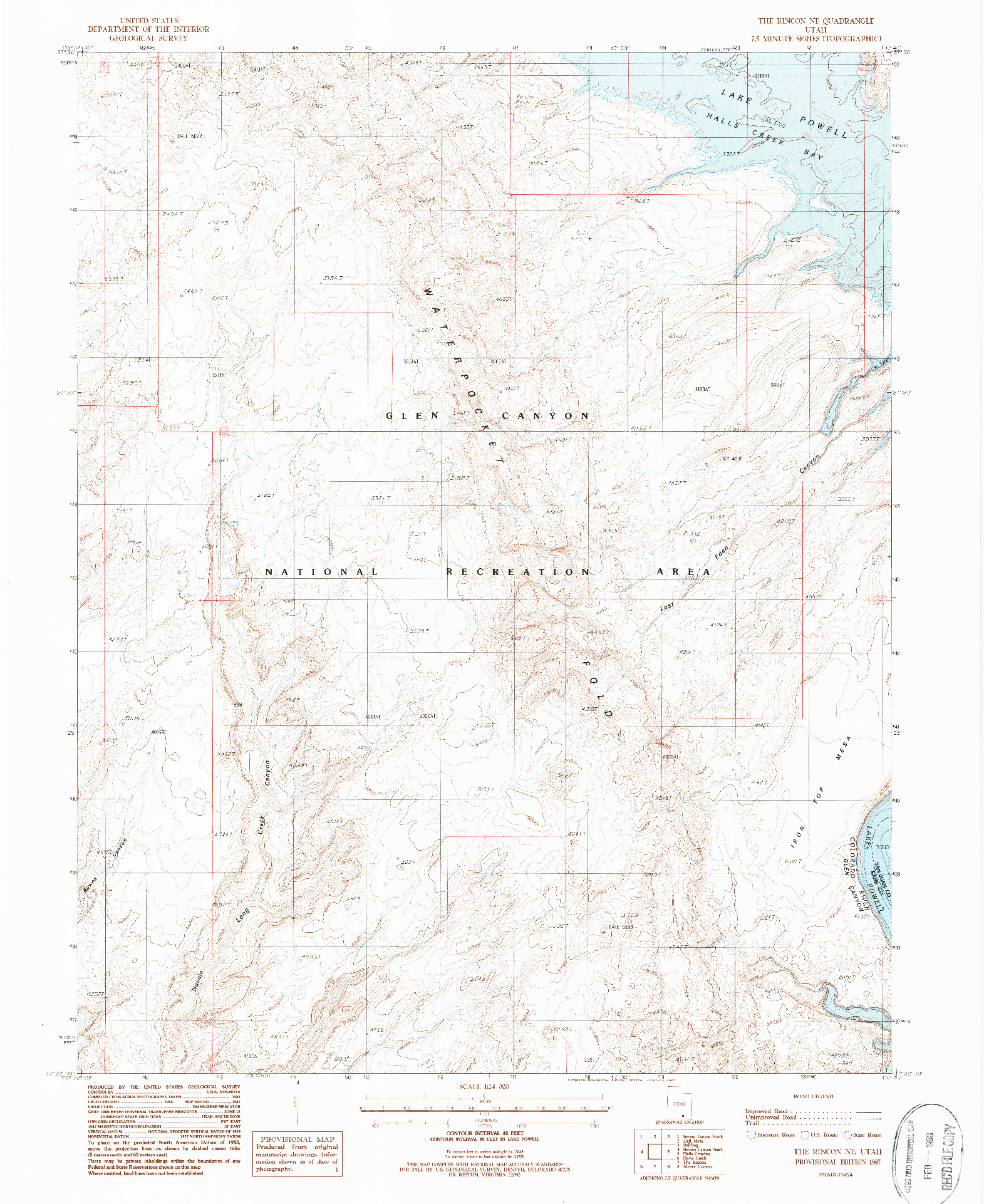 USGS 1:24000-SCALE QUADRANGLE FOR THE RINCON NE, UT 1987