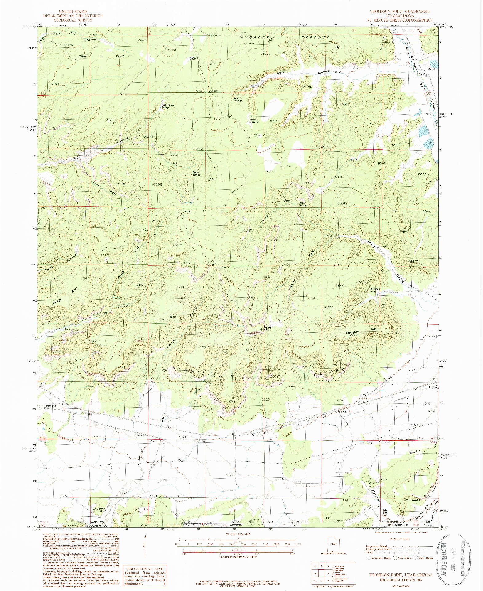 USGS 1:24000-SCALE QUADRANGLE FOR THOMPSON POINT, UT 1987
