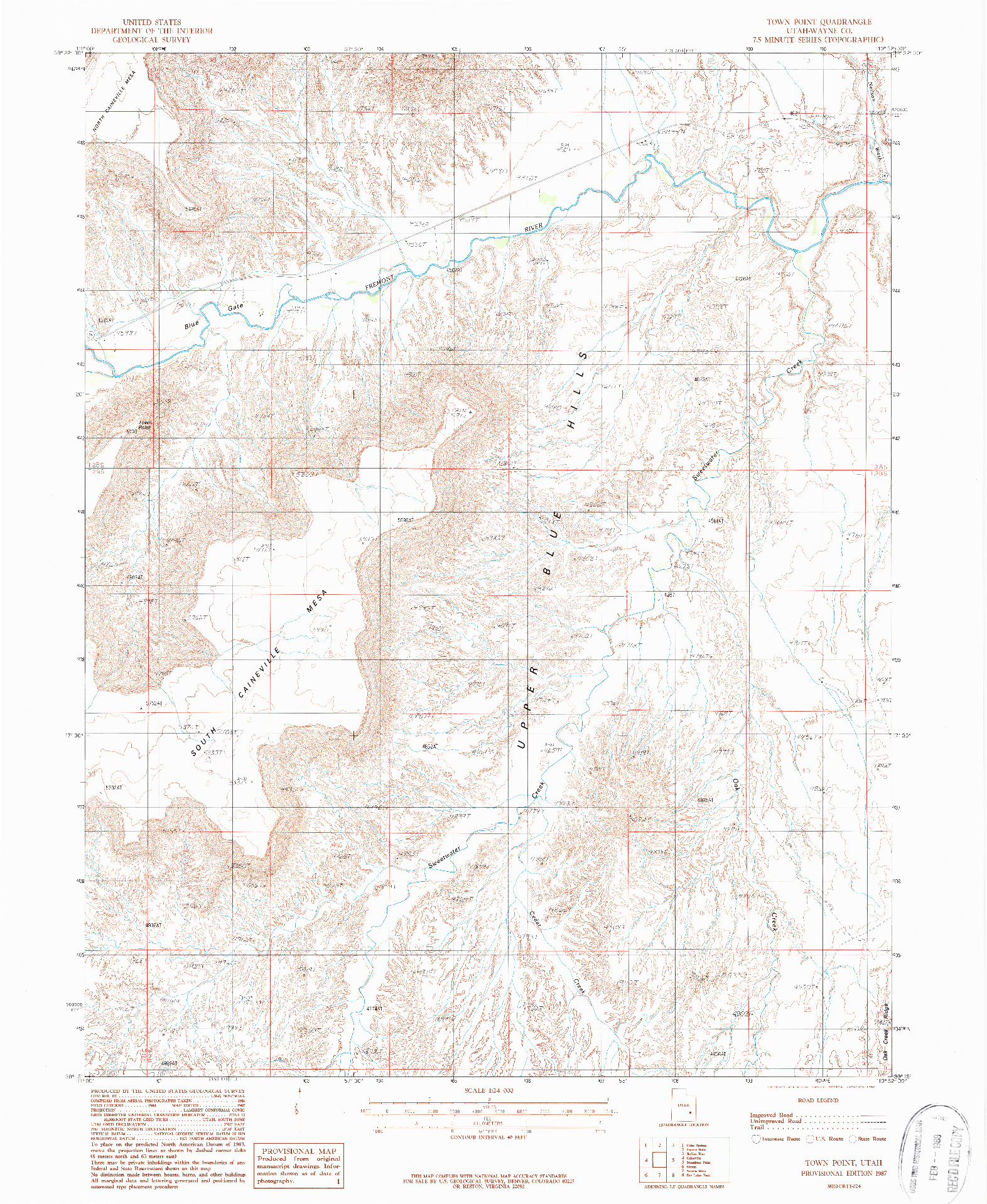 USGS 1:24000-SCALE QUADRANGLE FOR TOWN POINT, UT 1987