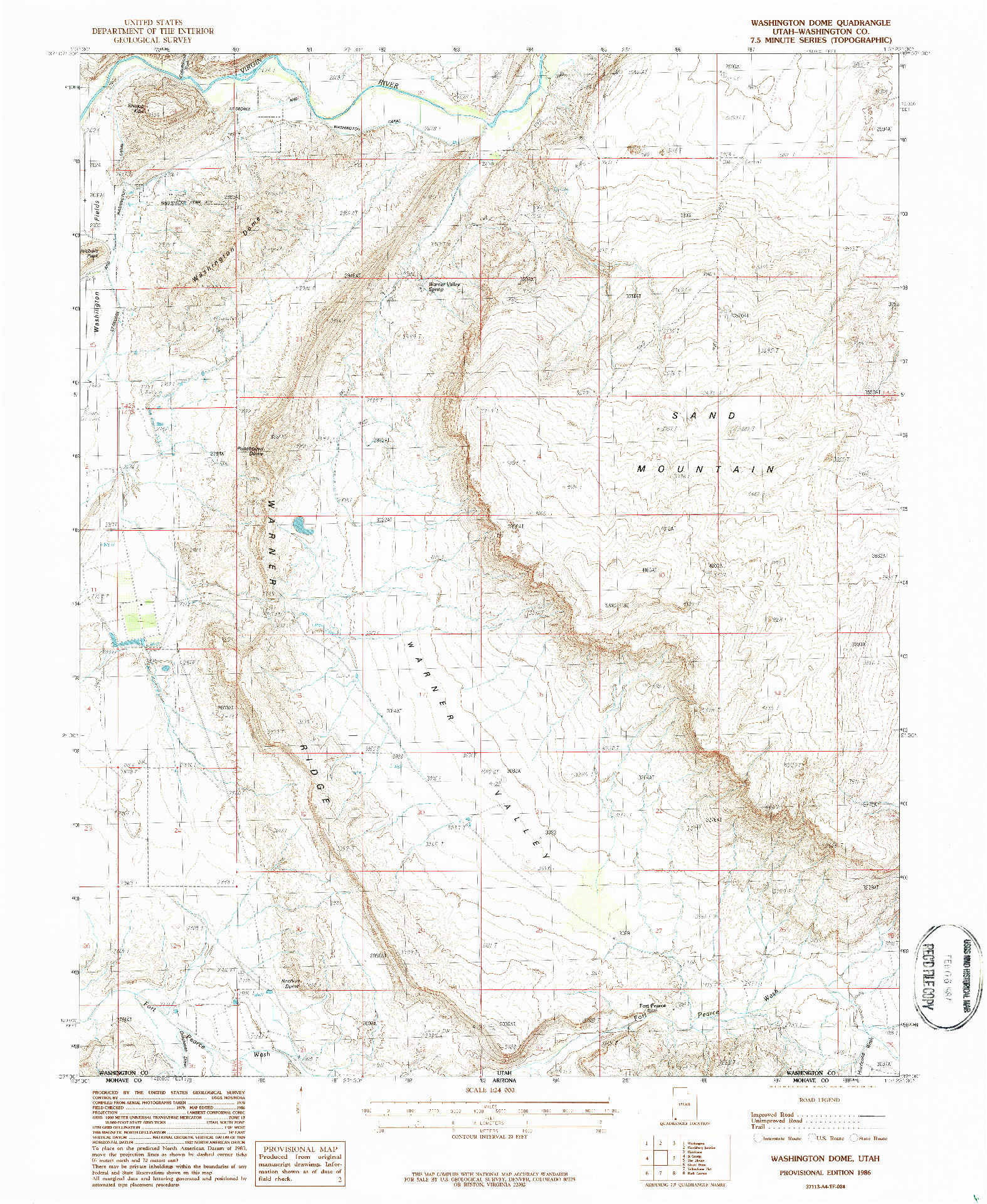 USGS 1:24000-SCALE QUADRANGLE FOR WASHINGTON DOME, UT 1986