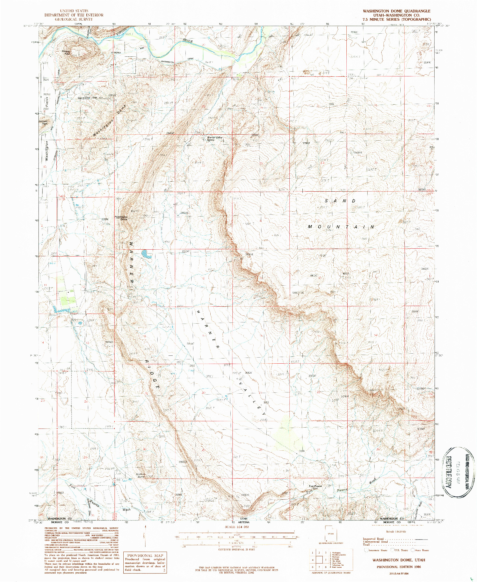 USGS 1:24000-SCALE QUADRANGLE FOR WASHINGTON DOME, UT 1986