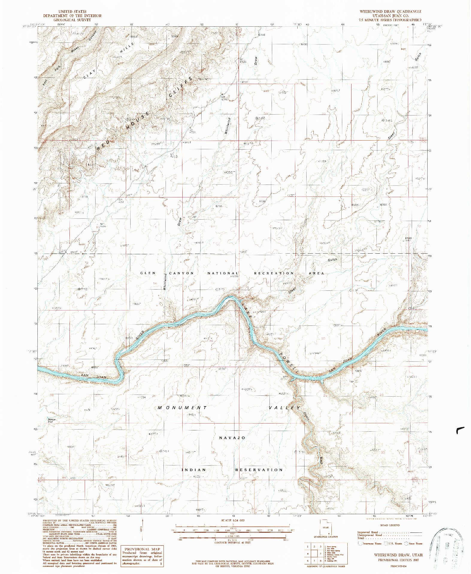 USGS 1:24000-SCALE QUADRANGLE FOR WHIRLWIND DRAW, UT 1987