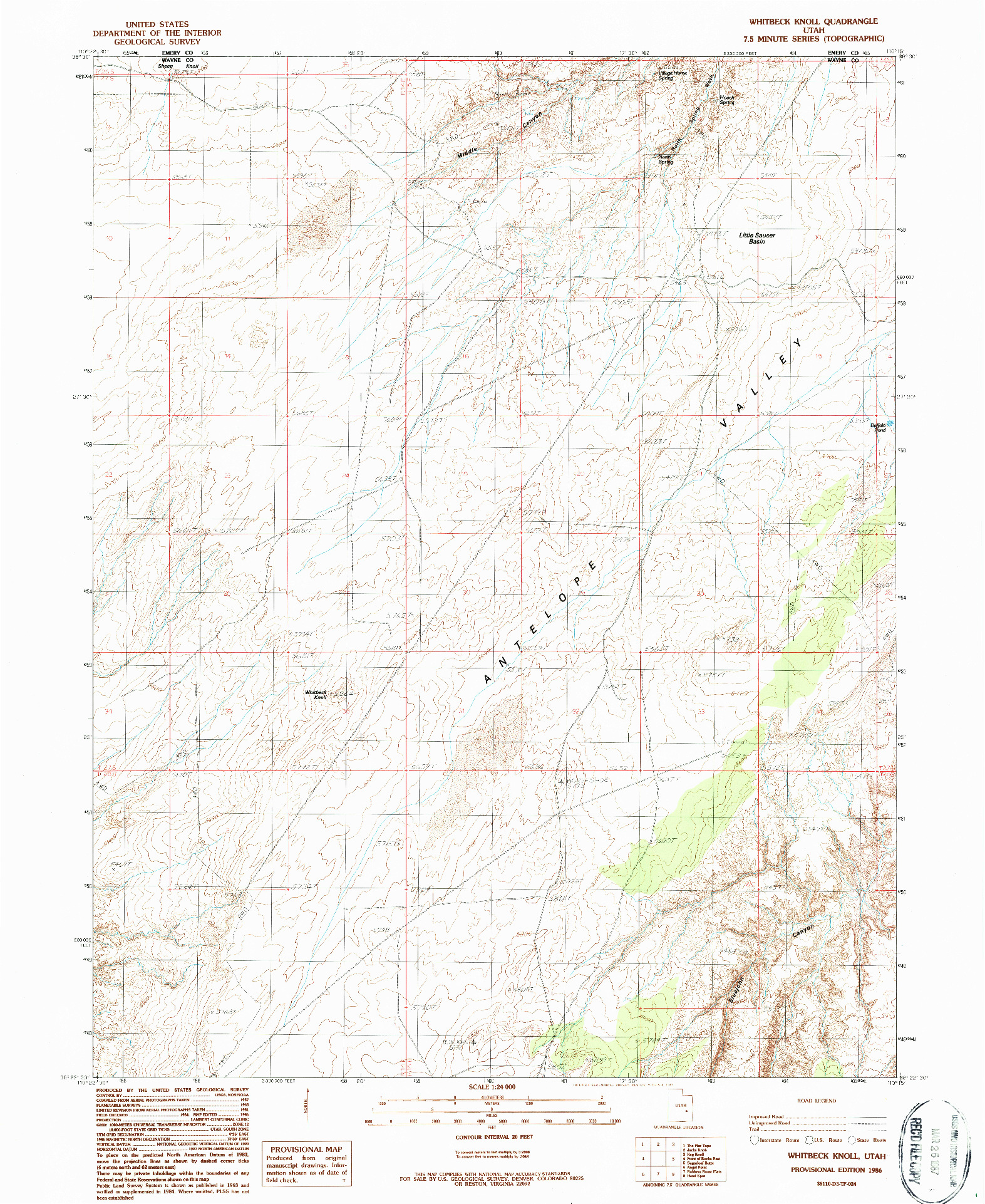 USGS 1:24000-SCALE QUADRANGLE FOR WHITBECK KNOLL, UT 1986