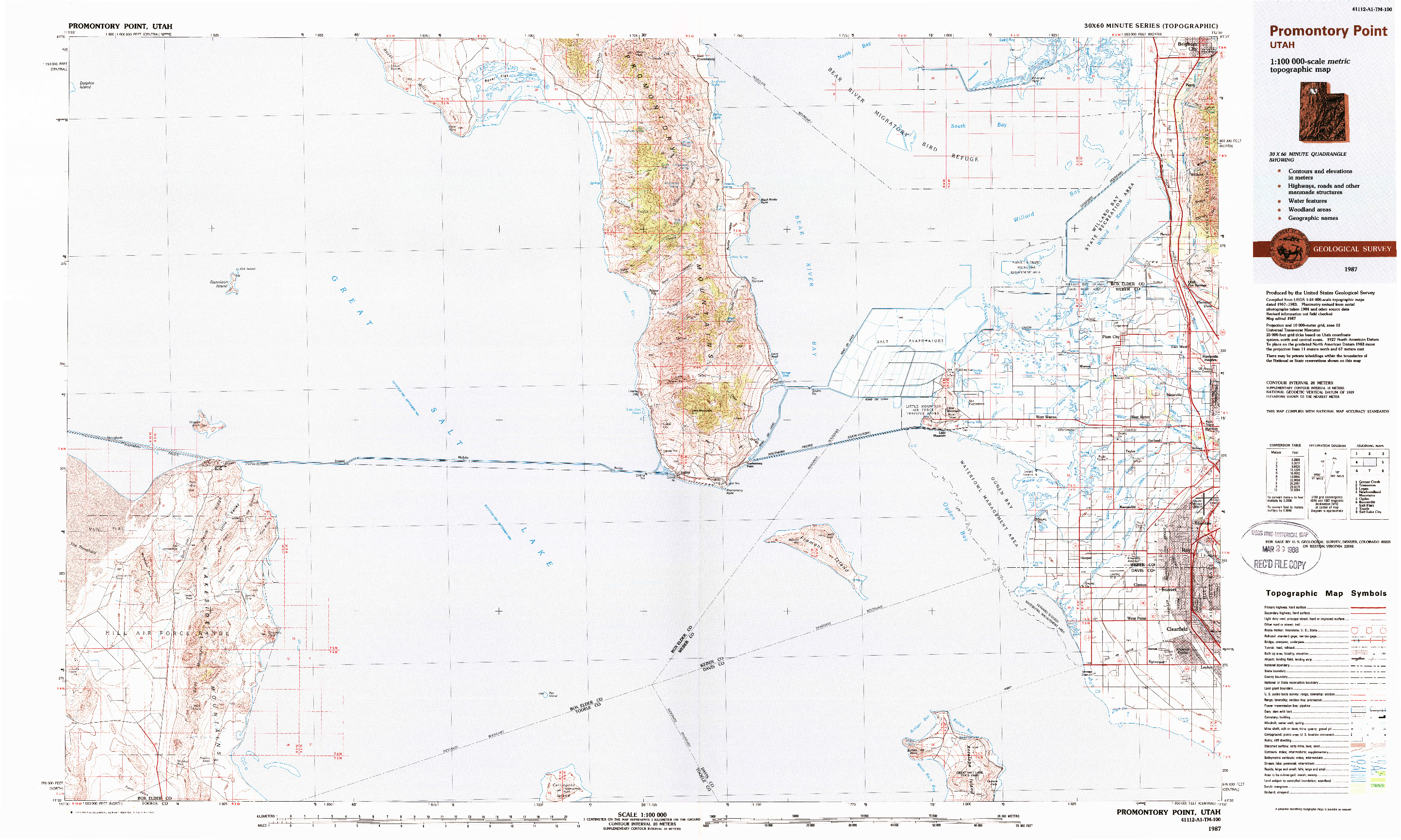 USGS 1:100000-SCALE QUADRANGLE FOR PROMONTORY POINT, UT 1987