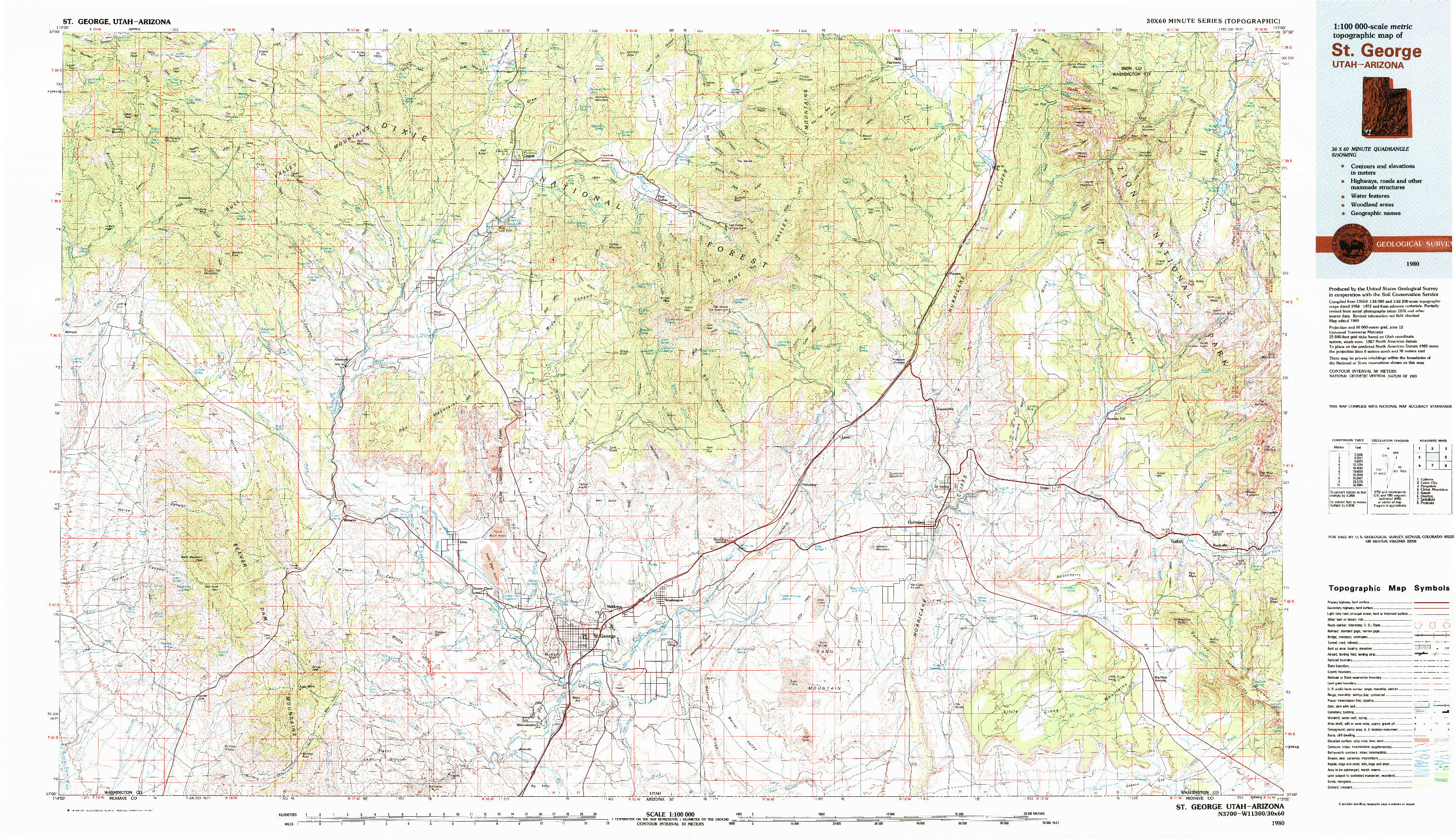 USGS 1:100000-SCALE QUADRANGLE FOR ST. GEORGE, UT 1980