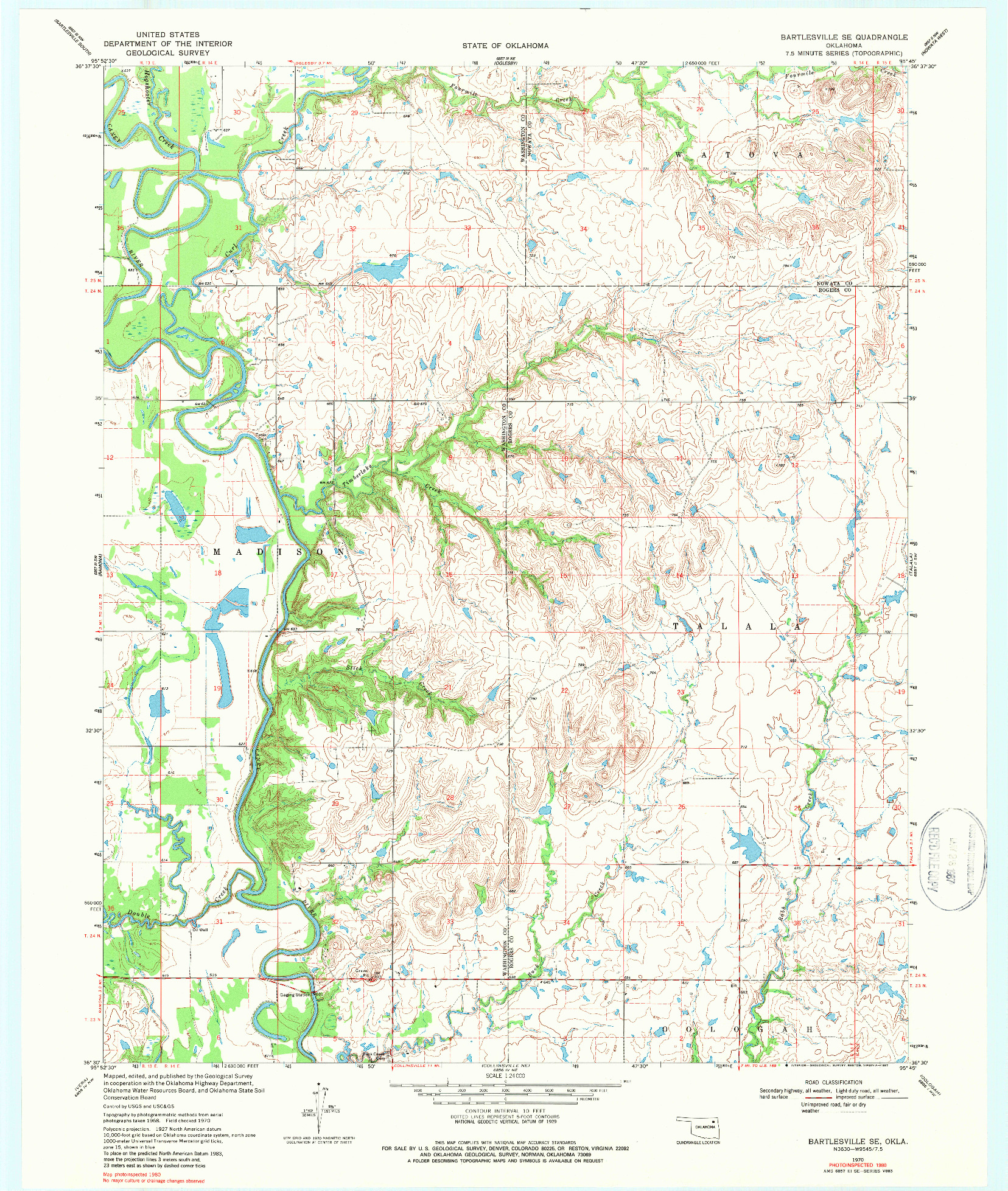 USGS 1:24000-SCALE QUADRANGLE FOR BARTLESVILLE SE, OK 1970