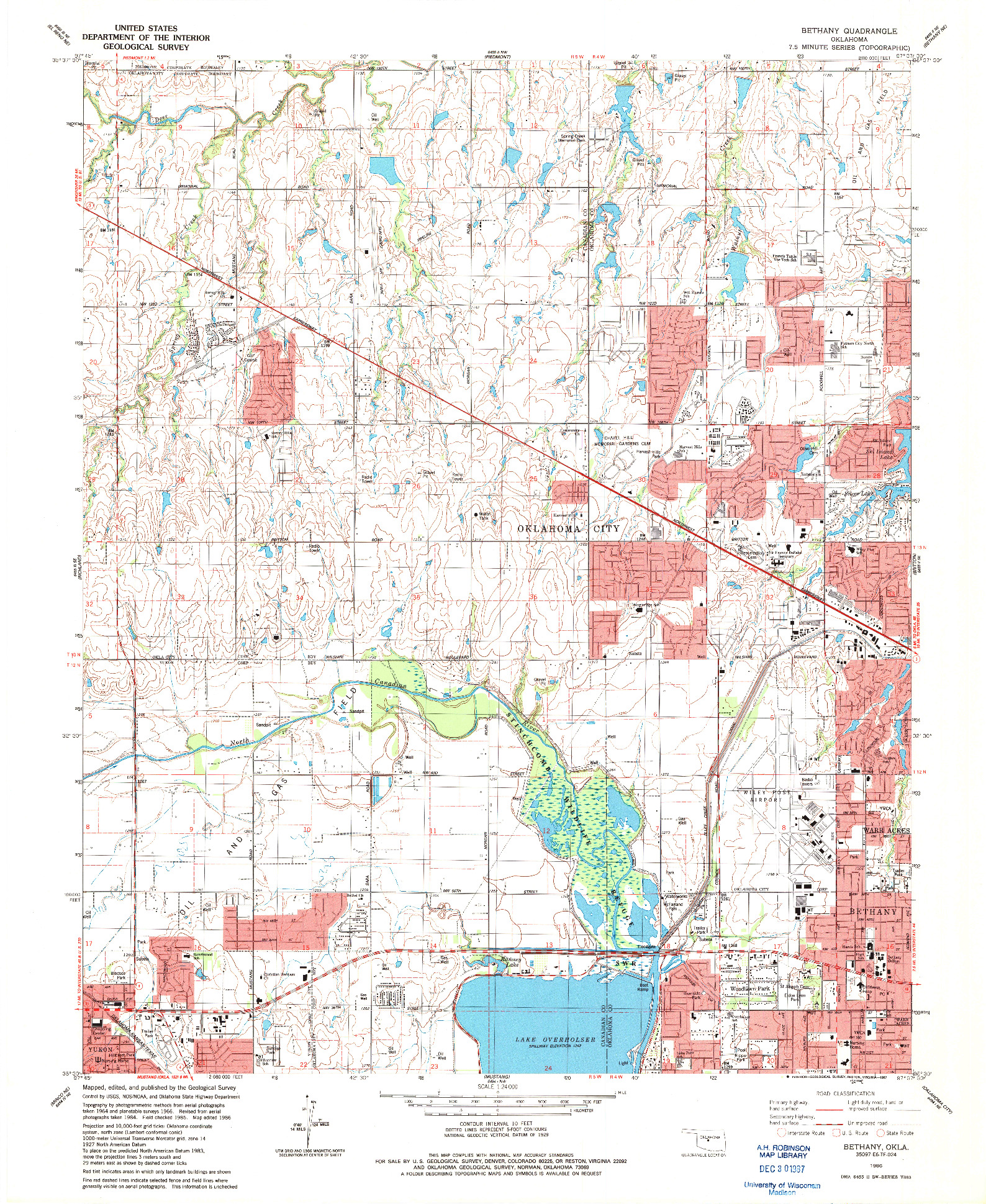 USGS 1:24000-SCALE QUADRANGLE FOR BETHANY, OK 1986