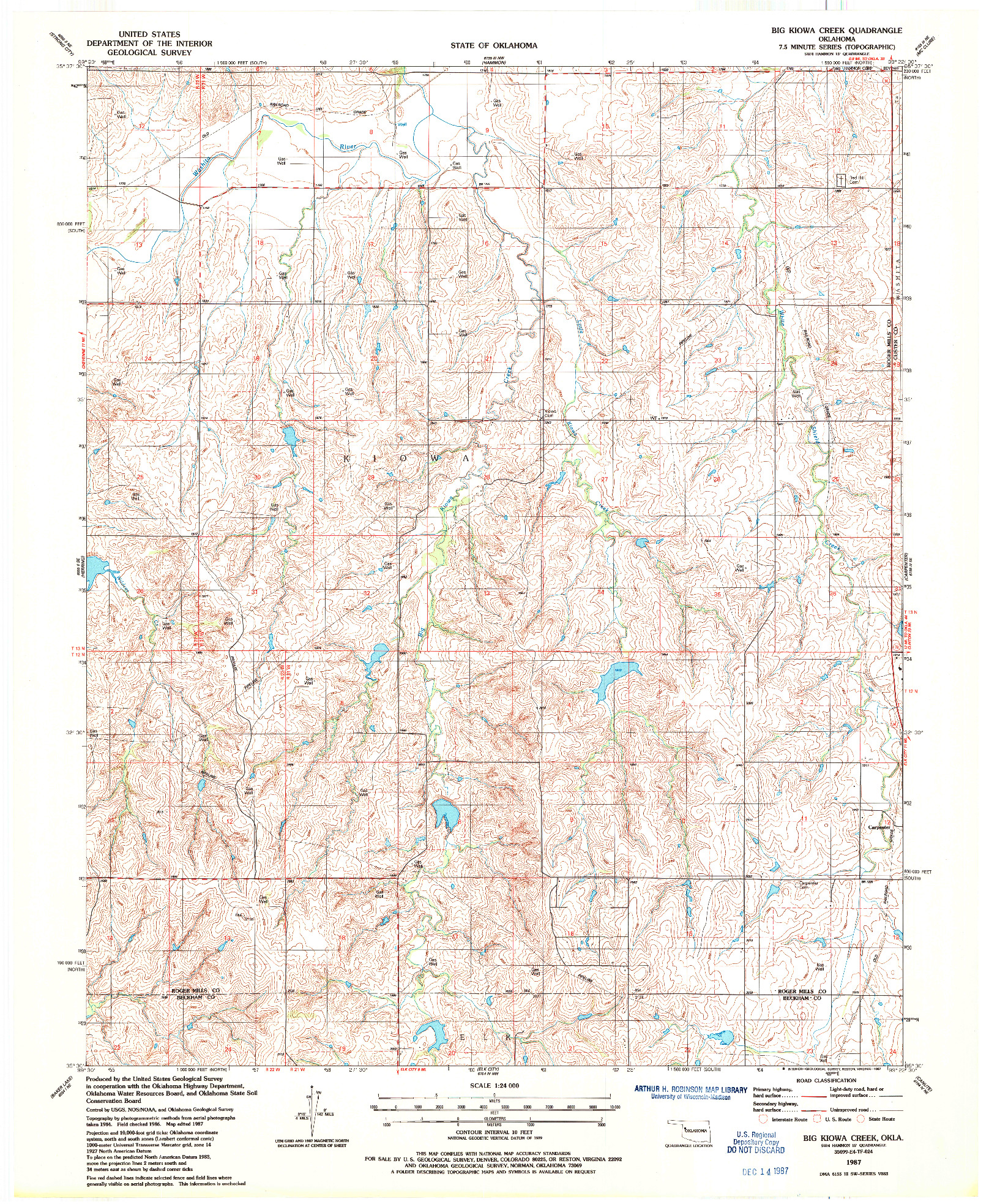 USGS 1:24000-SCALE QUADRANGLE FOR BIG KIOWA CREEK, OK 1987