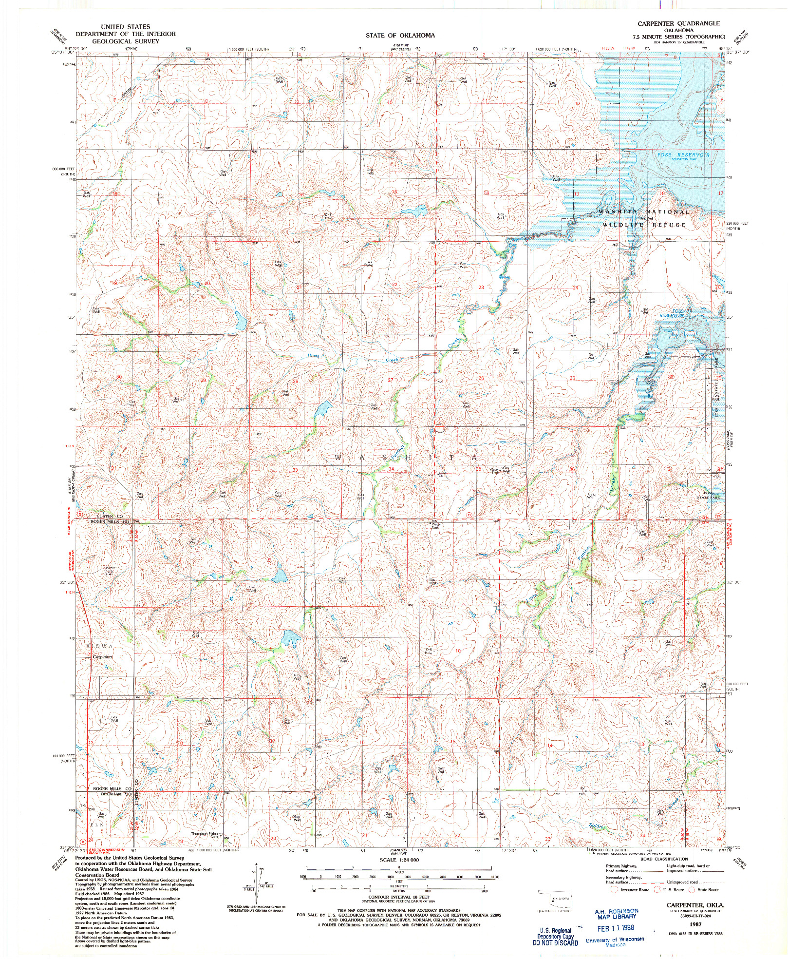 USGS 1:24000-SCALE QUADRANGLE FOR CARPENTER, OK 1987