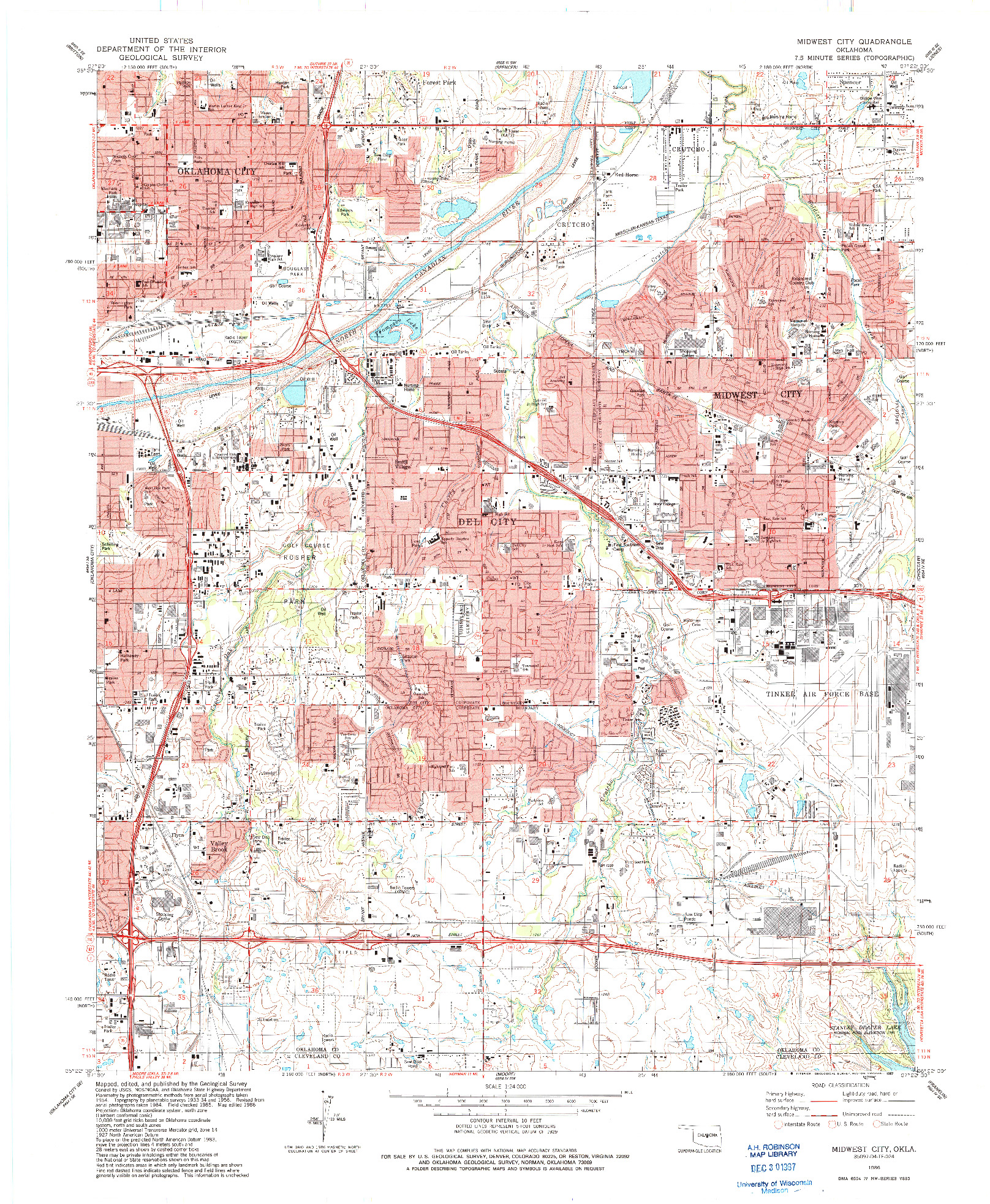 USGS 1:24000-SCALE QUADRANGLE FOR MIDWEST CITY, OK 1986