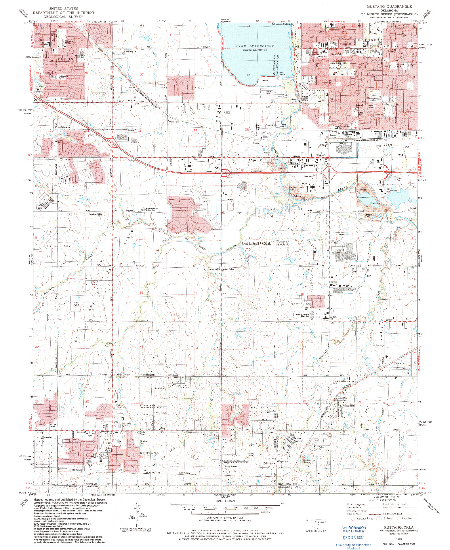 USGS 1:24000-SCALE QUADRANGLE FOR MUSTANG, OK 1986