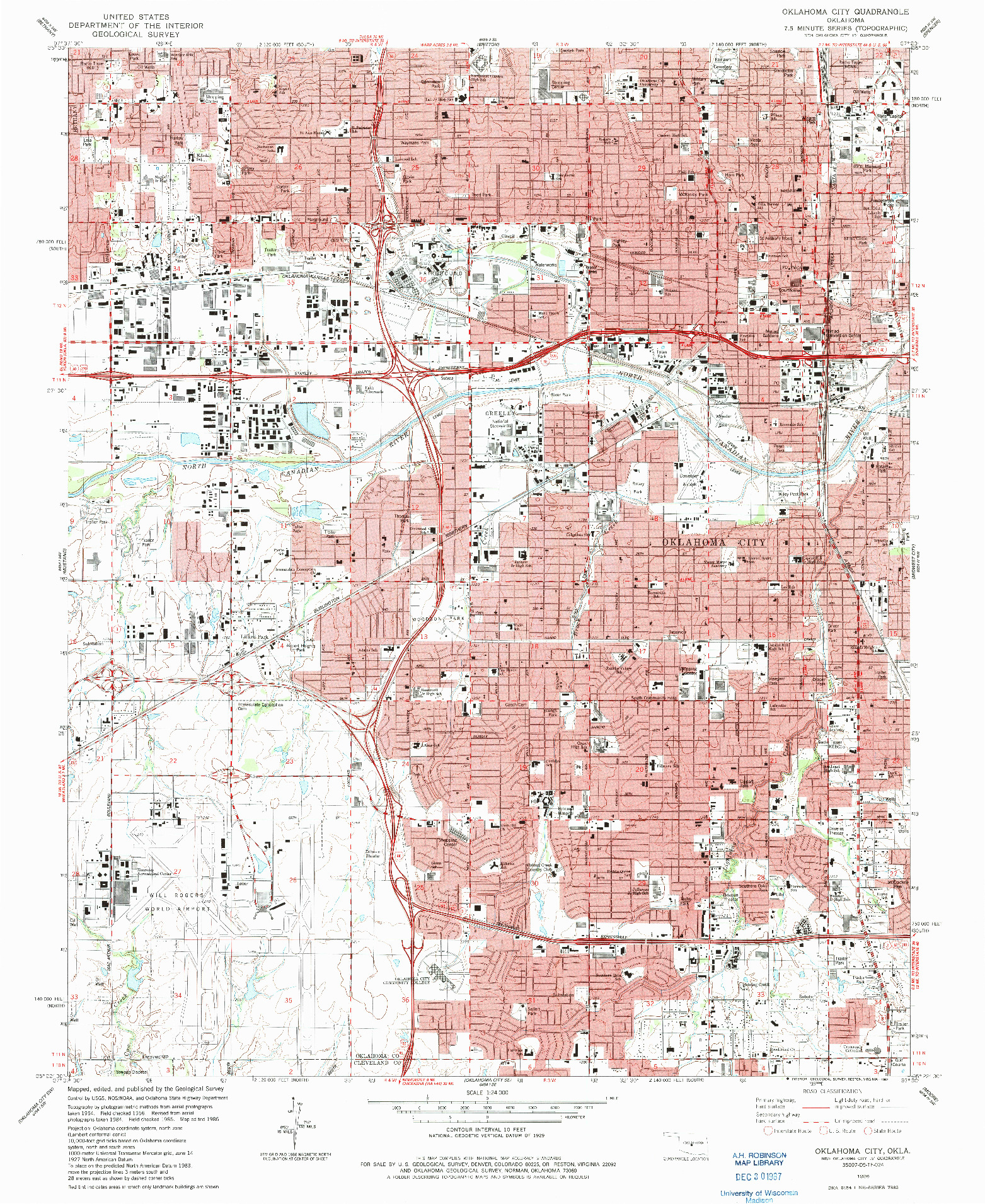 USGS 1:24000-SCALE QUADRANGLE FOR OKLAHOMA CITY, OK 1986
