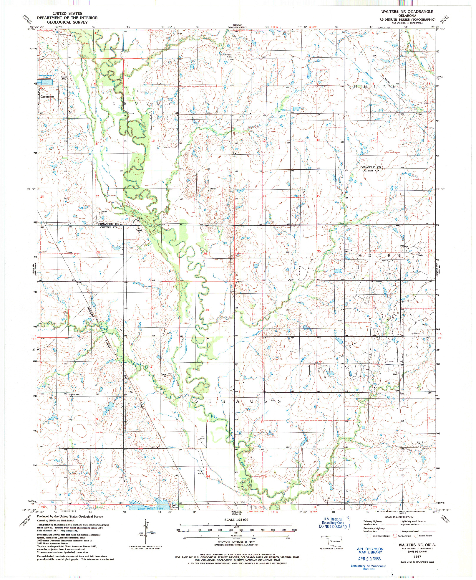 USGS 1:24000-SCALE QUADRANGLE FOR WALTERS NE, OK 1987