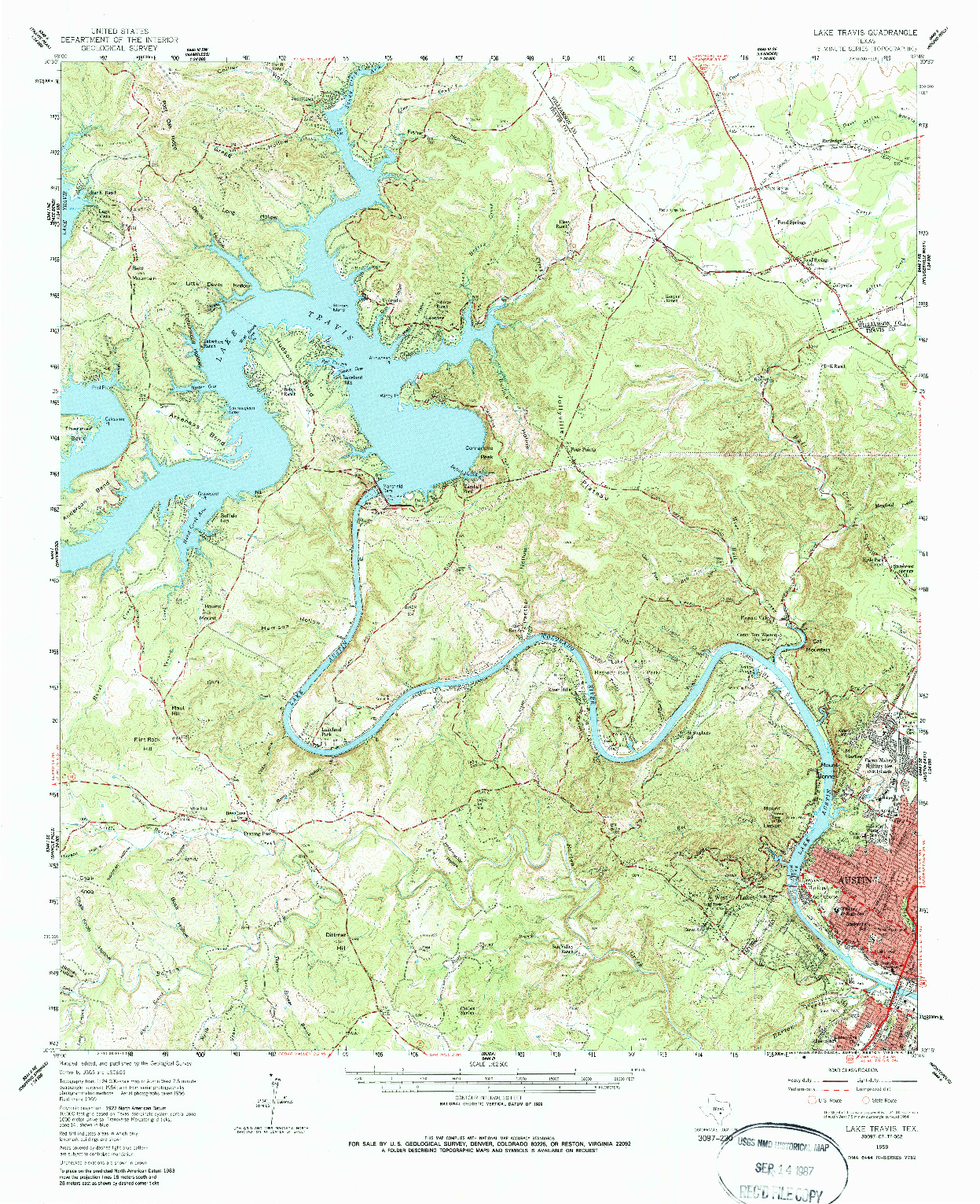 USGS 1:62500-SCALE QUADRANGLE FOR LAKE TRAVIS, TX 1959