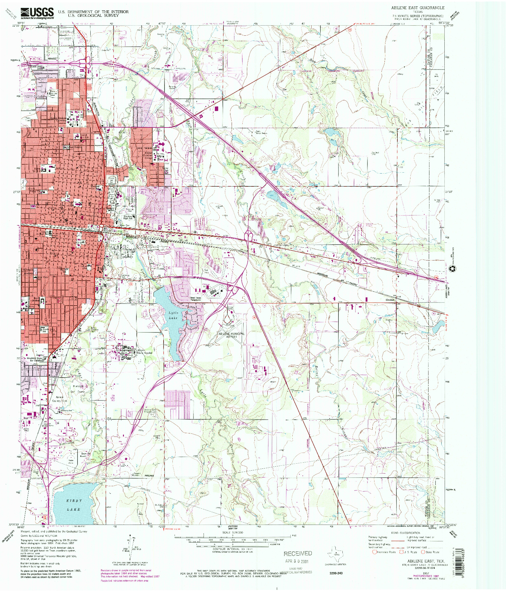 USGS 1:24000-SCALE QUADRANGLE FOR ABILENE EAST, TX 1957