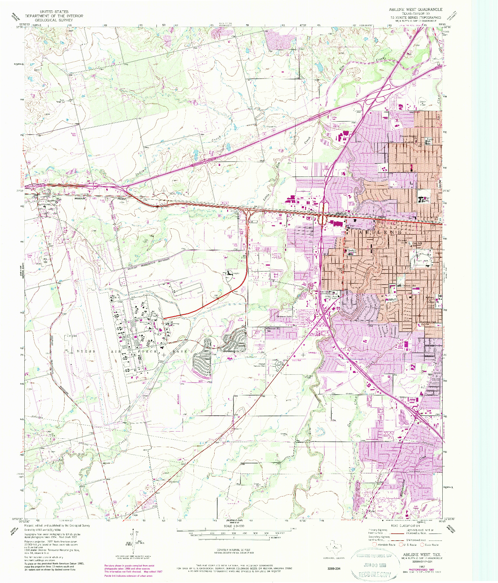 USGS 1:24000-SCALE QUADRANGLE FOR ABILENE WEST, TX 1957