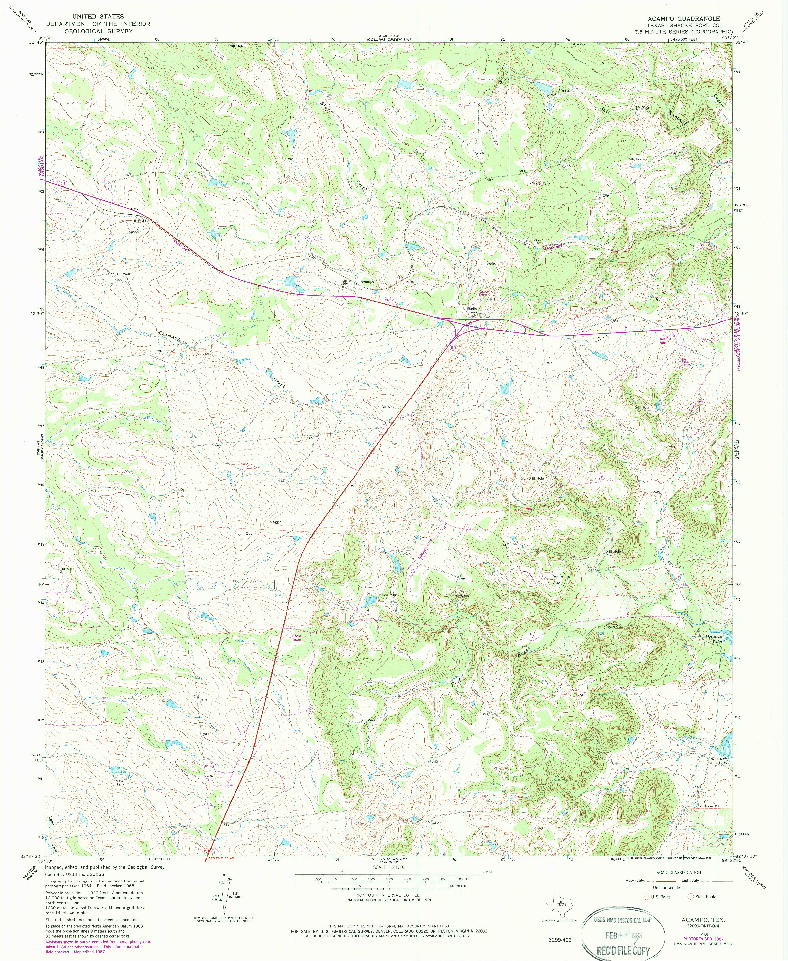 USGS 1:24000-SCALE QUADRANGLE FOR ACAMPO, TX 1965