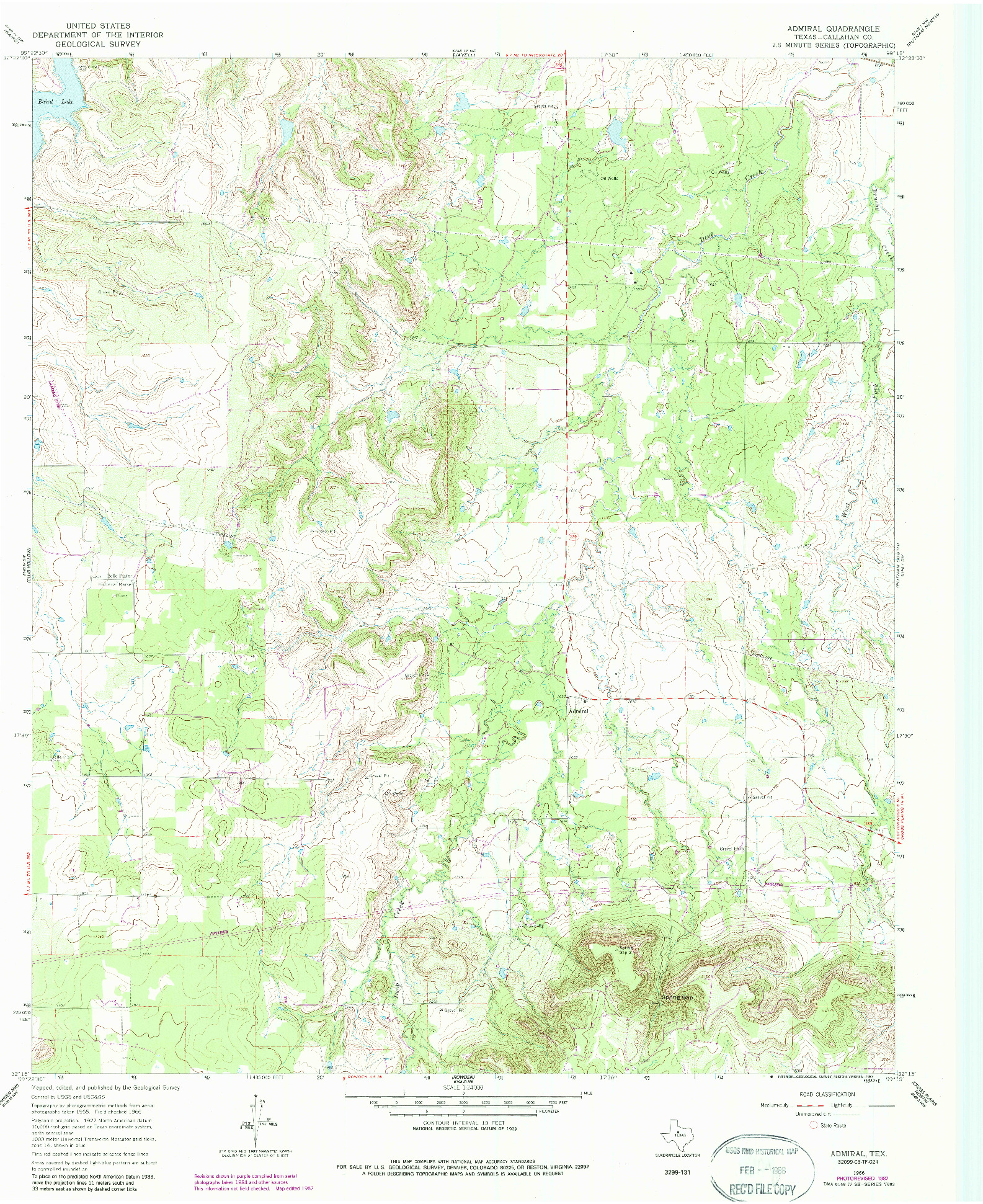 USGS 1:24000-SCALE QUADRANGLE FOR ADMIRAL, TX 1966