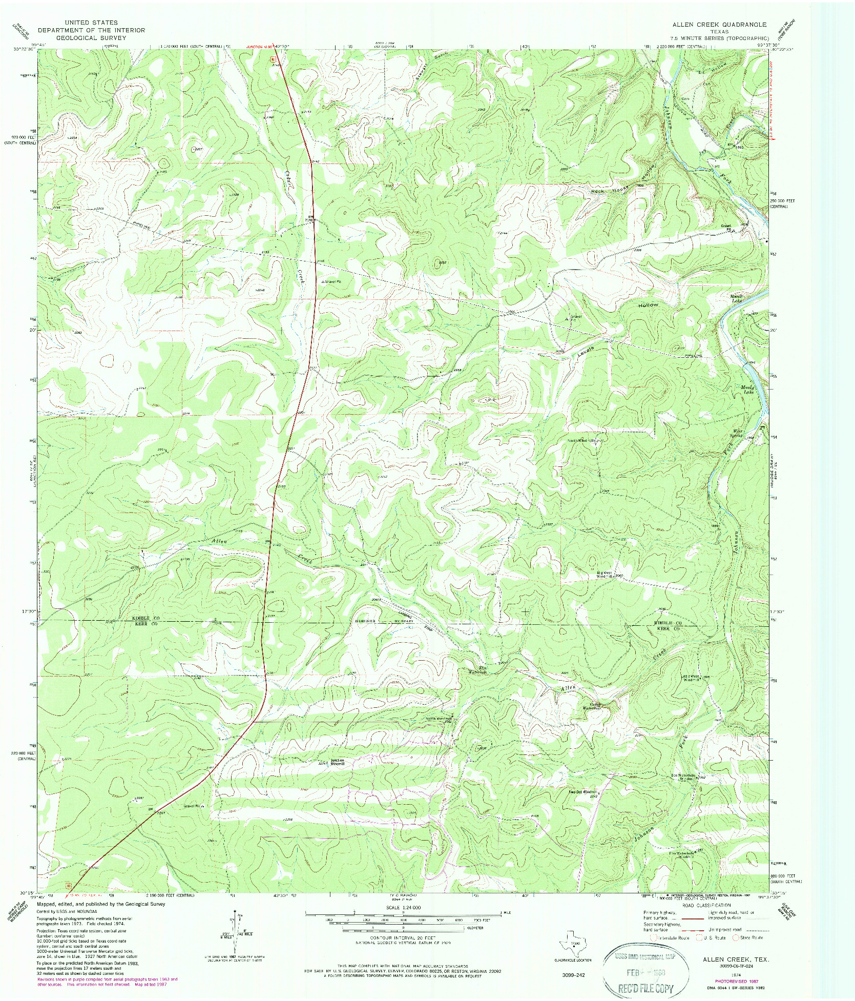 USGS 1:24000-SCALE QUADRANGLE FOR ALLEN CREEK, TX 1974