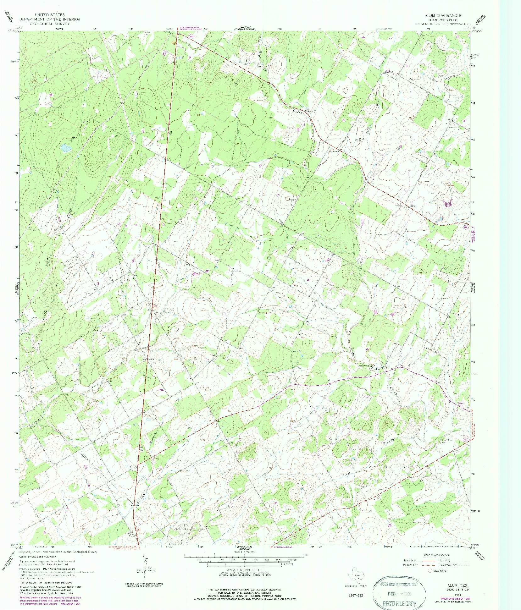USGS 1:24000-SCALE QUADRANGLE FOR ALUM, TX 1961