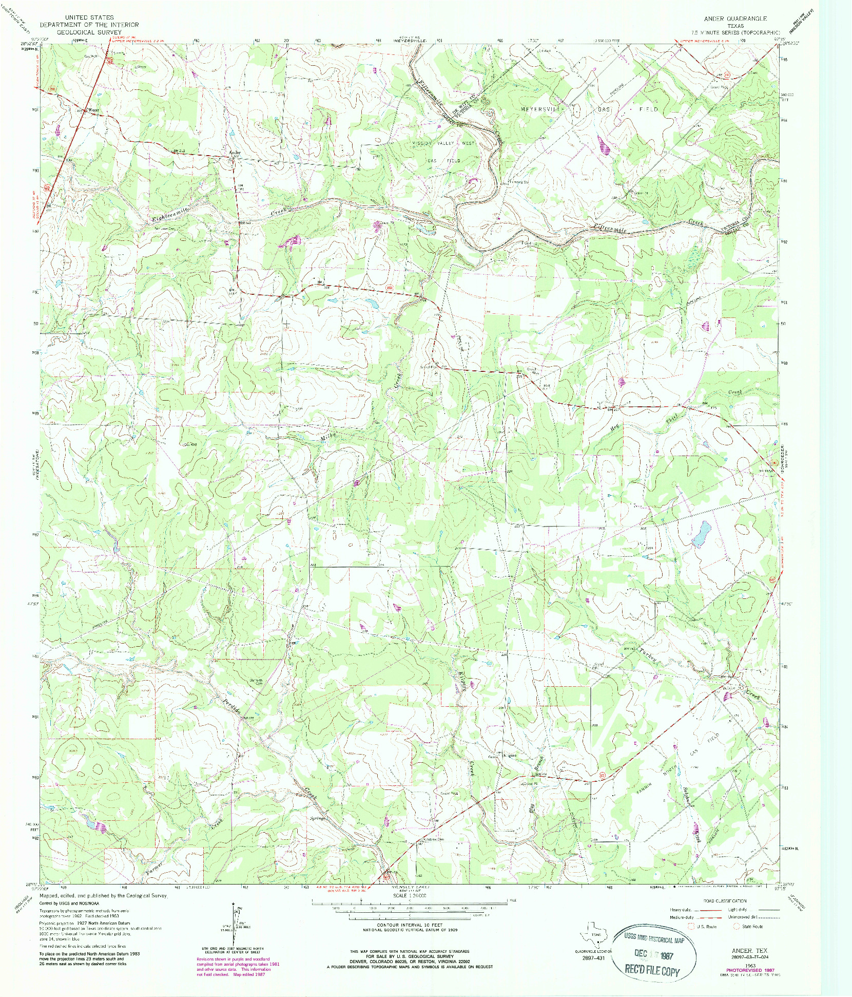 USGS 1:24000-SCALE QUADRANGLE FOR ANDER, TX 1963