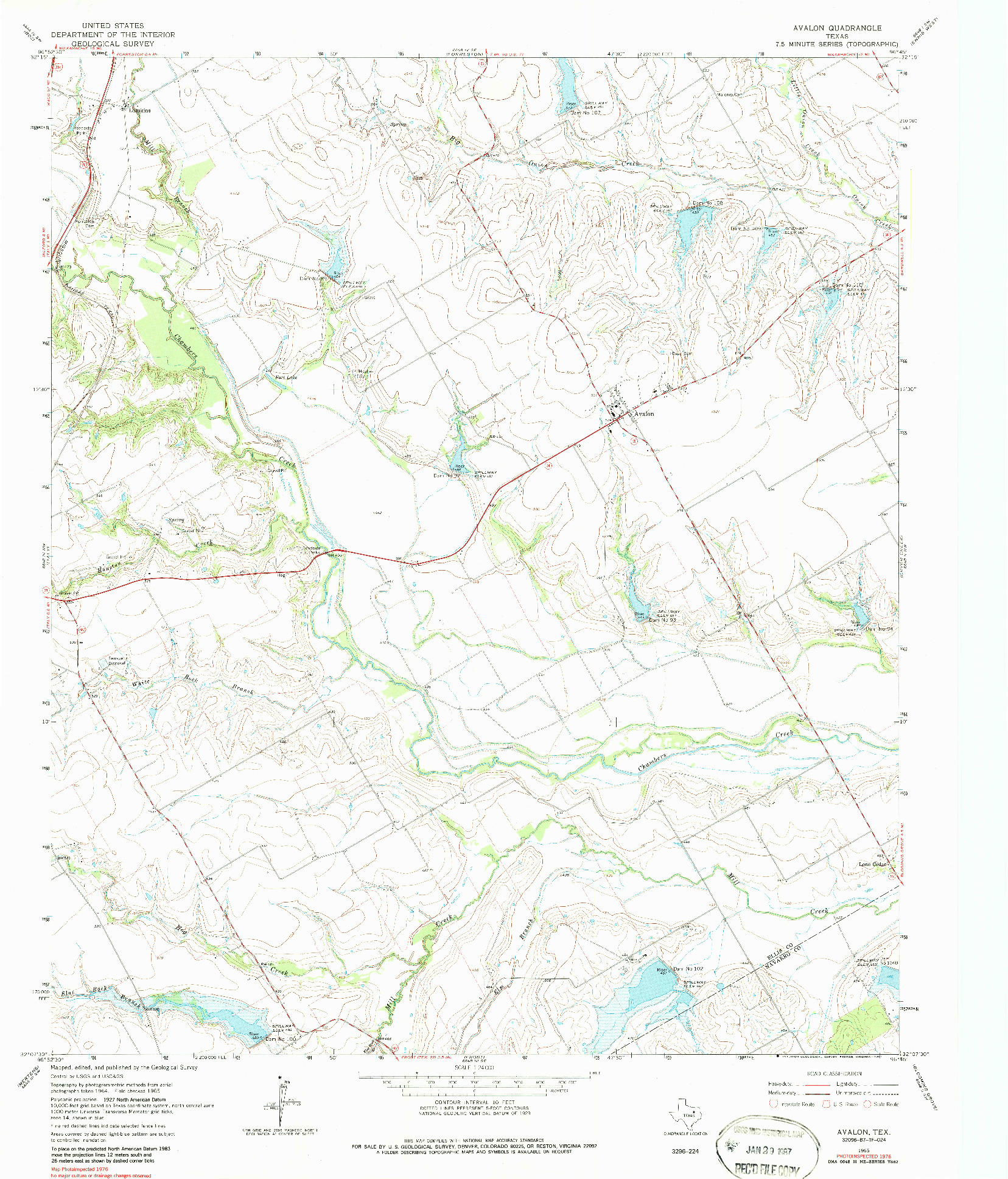USGS 1:24000-SCALE QUADRANGLE FOR AVALON, TX 1965
