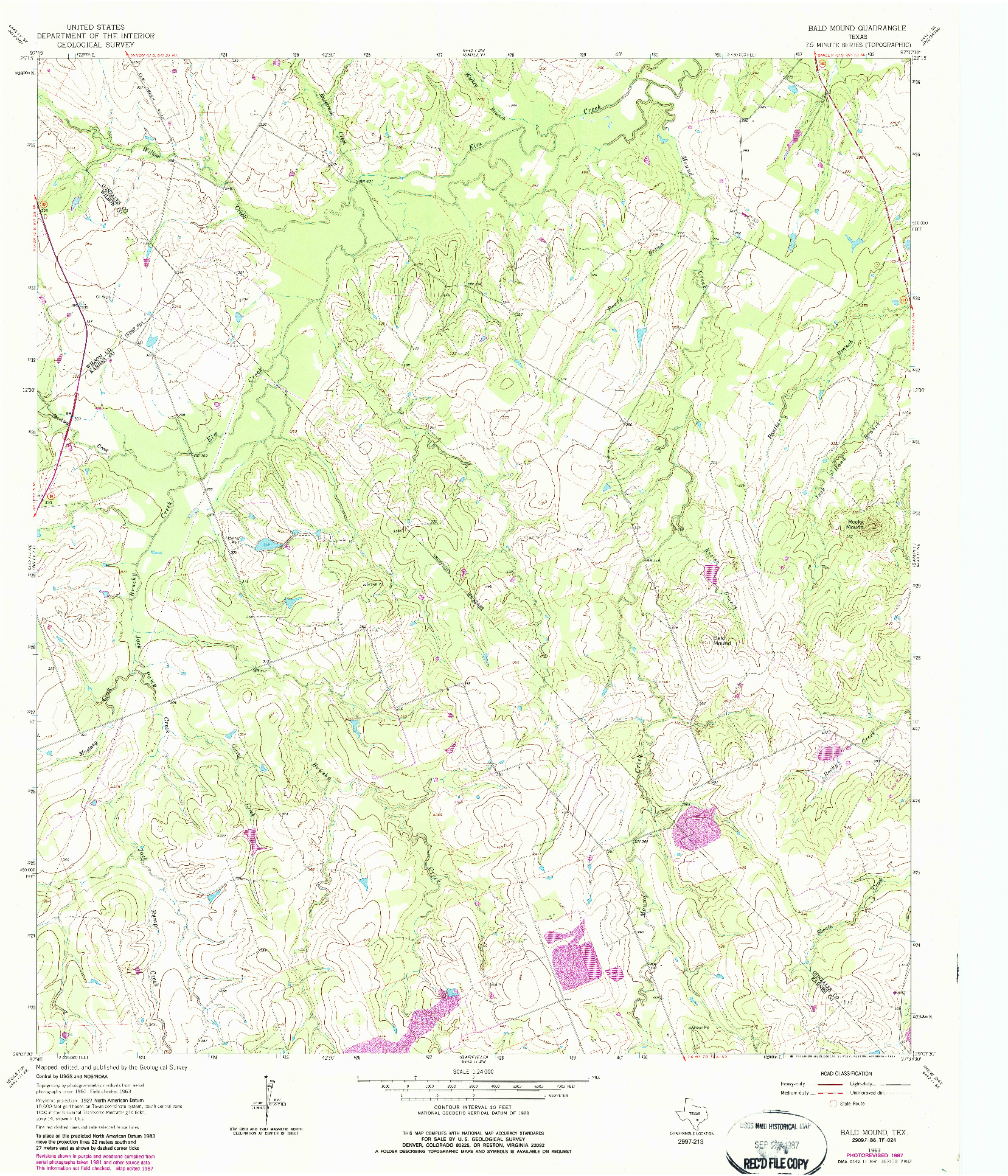 USGS 1:24000-SCALE QUADRANGLE FOR BALD MOUND, TX 1963