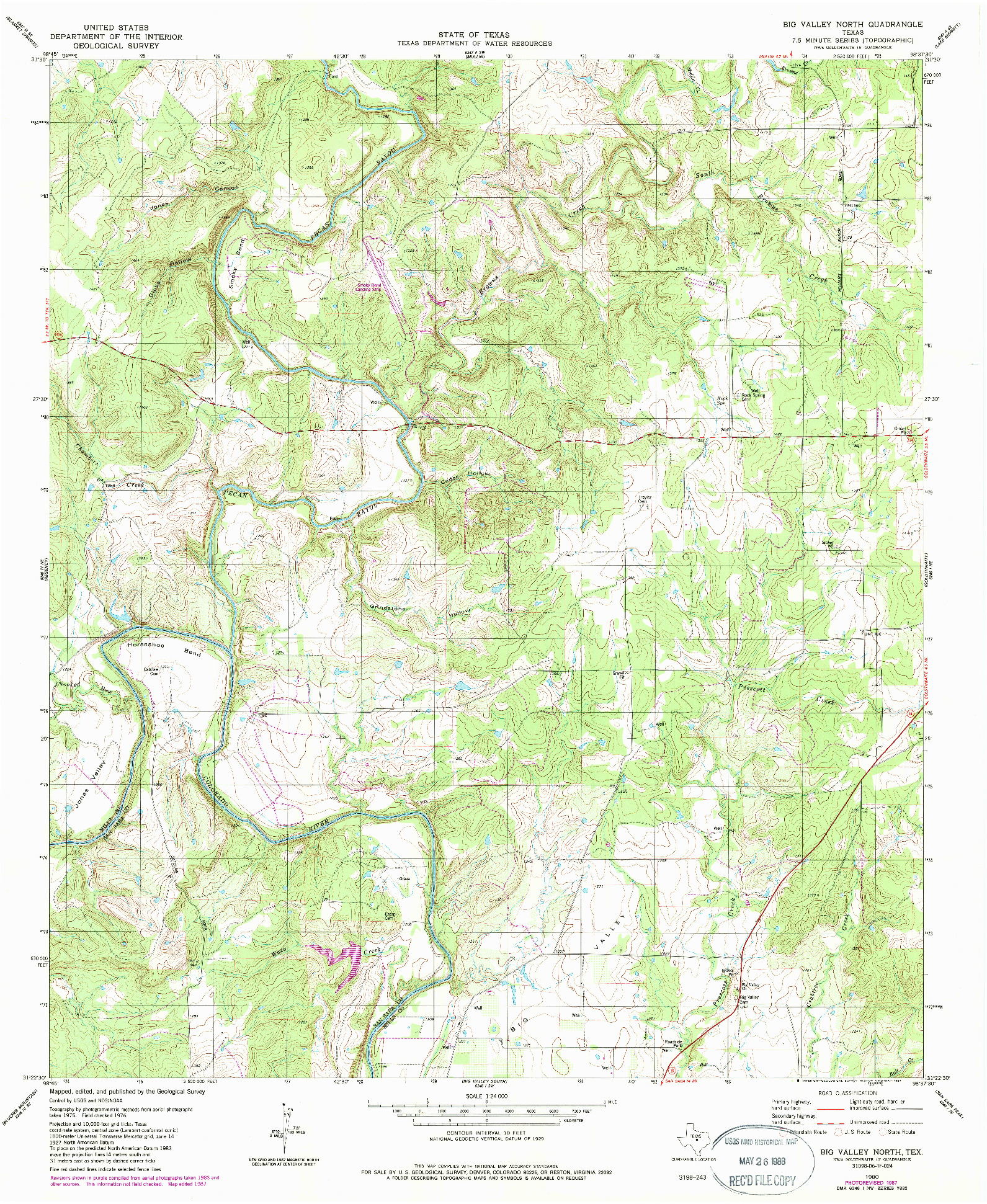 USGS 1:24000-SCALE QUADRANGLE FOR BIG VALLEY NORTH, TX 1980