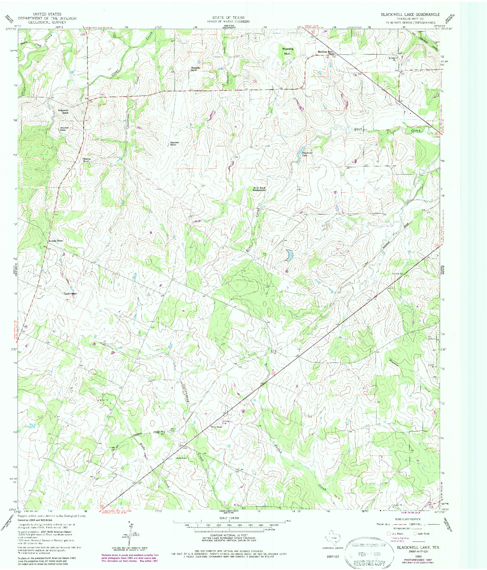 USGS 1:24000-SCALE QUADRANGLE FOR BLACKWELL LAKE, TX 1960