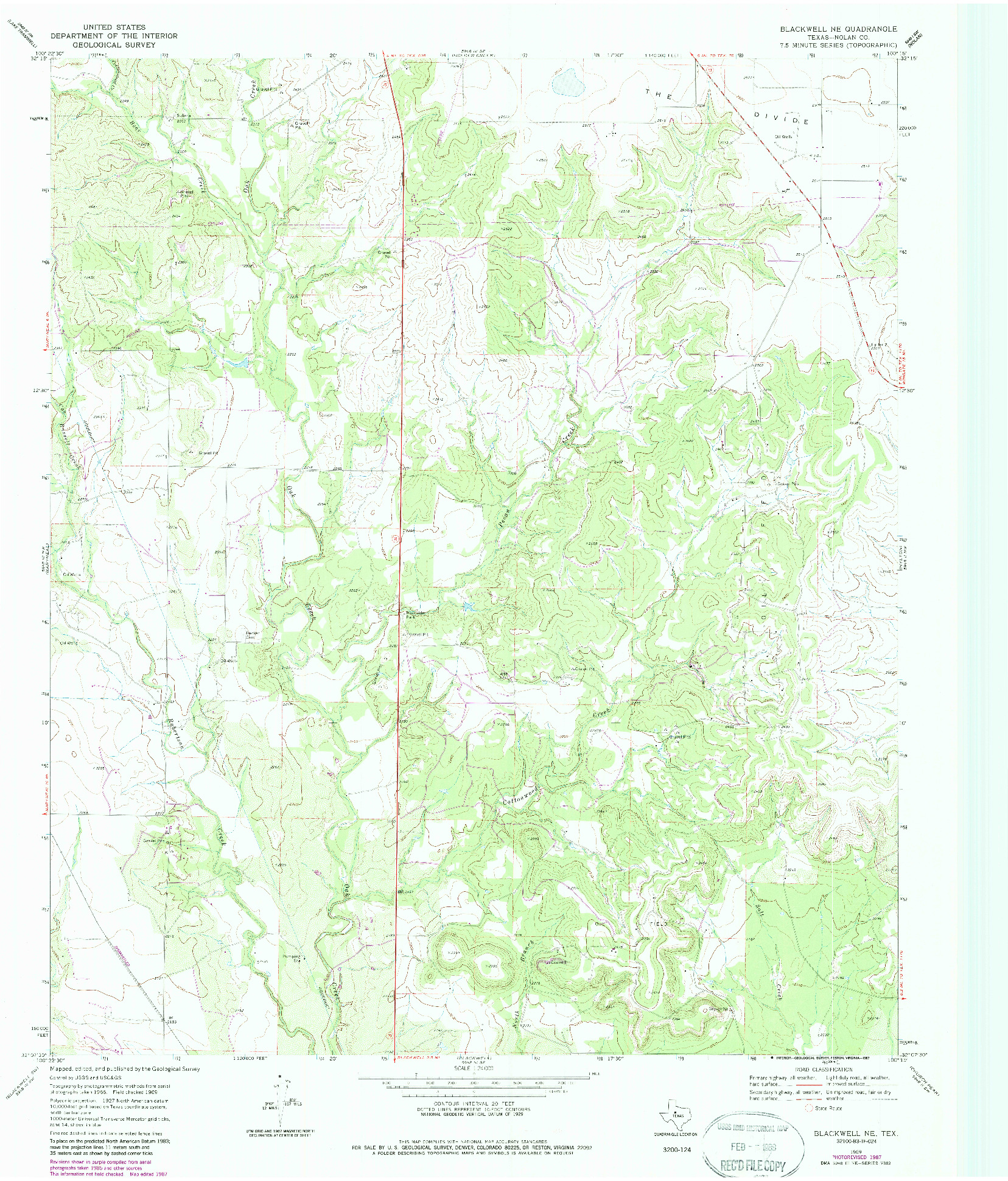 USGS 1:24000-SCALE QUADRANGLE FOR BLACKWELL NE, TX 1969
