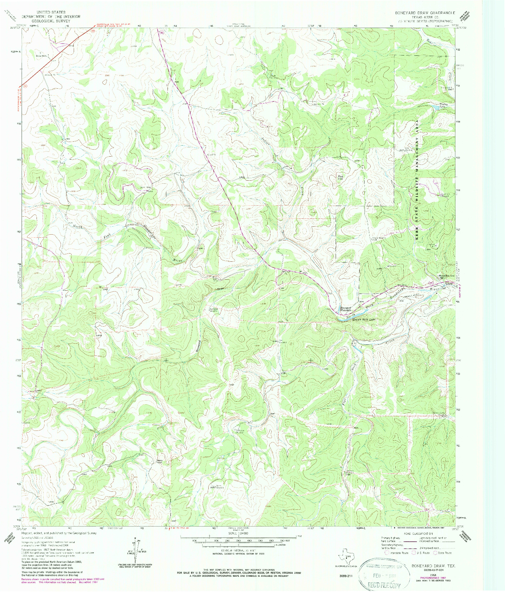 USGS 1:24000-SCALE QUADRANGLE FOR BONEYARD DRAW, TX 1964