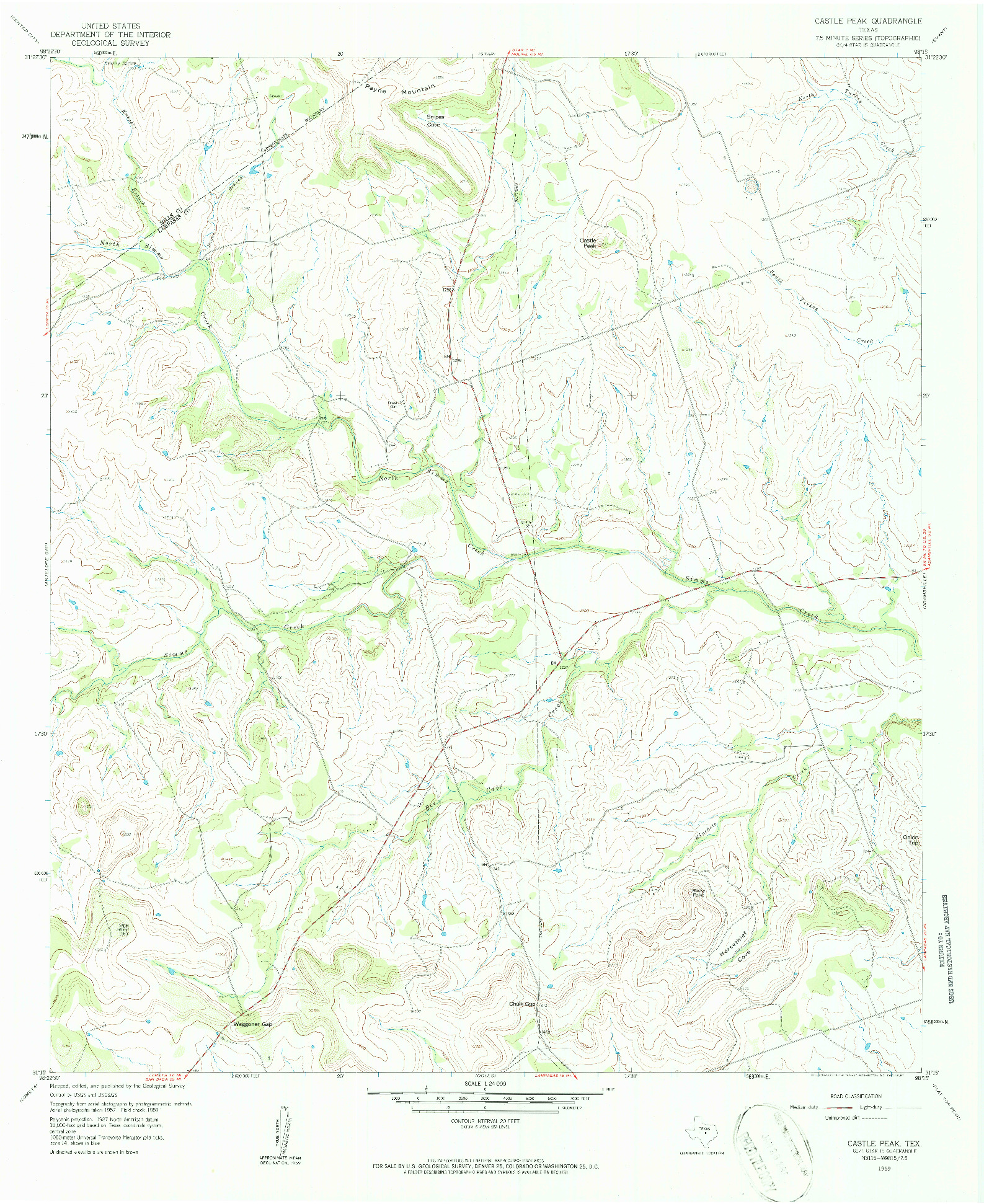 USGS 1:24000-SCALE QUADRANGLE FOR CASTLE PEAK, TX 1959