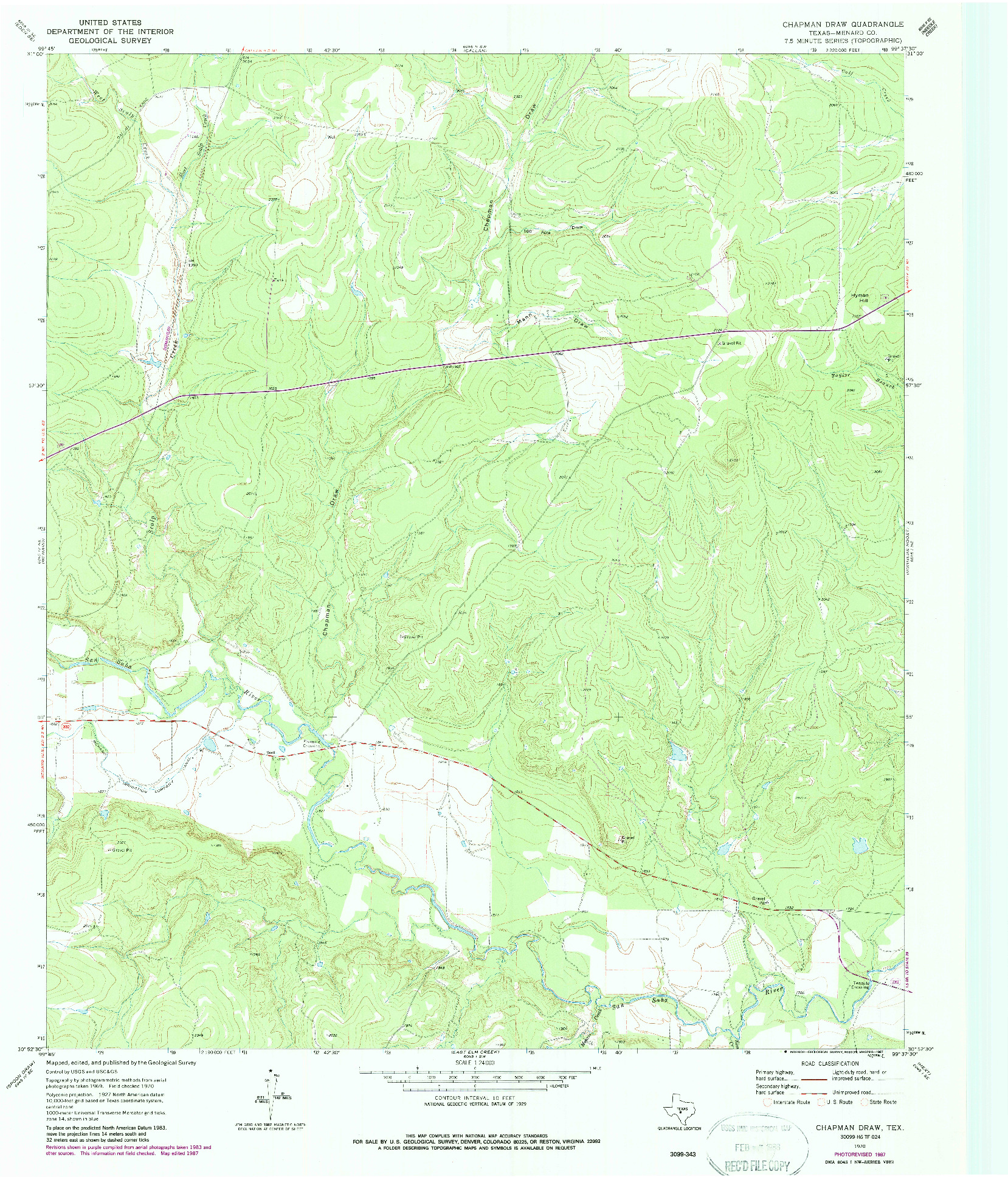 USGS 1:24000-SCALE QUADRANGLE FOR CHAPMAN DRAW, TX 1970