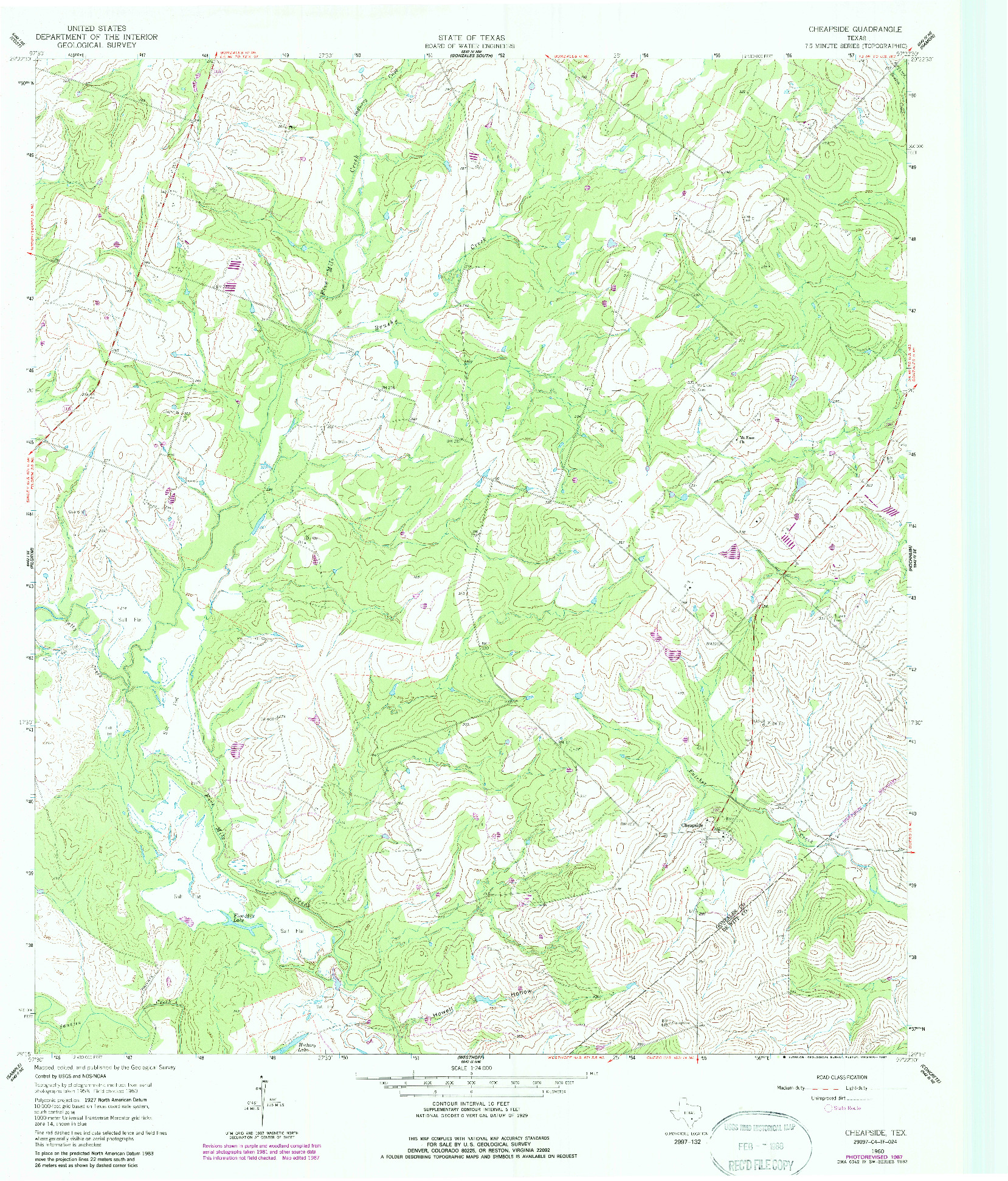 USGS 1:24000-SCALE QUADRANGLE FOR CHEAPSIDE, TX 1960