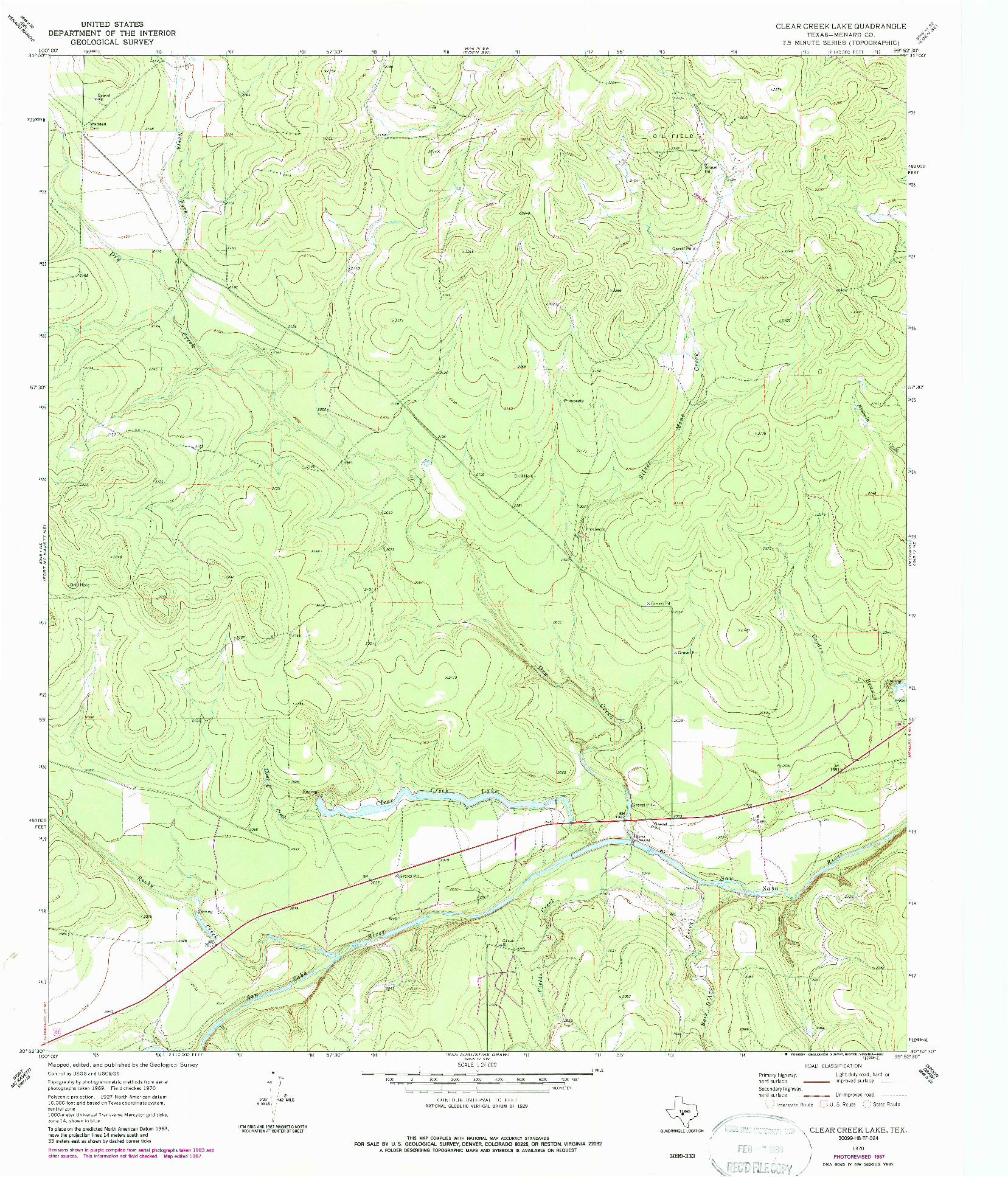 USGS 1:24000-SCALE QUADRANGLE FOR CLEAR CREEK LAKE, TX 1970