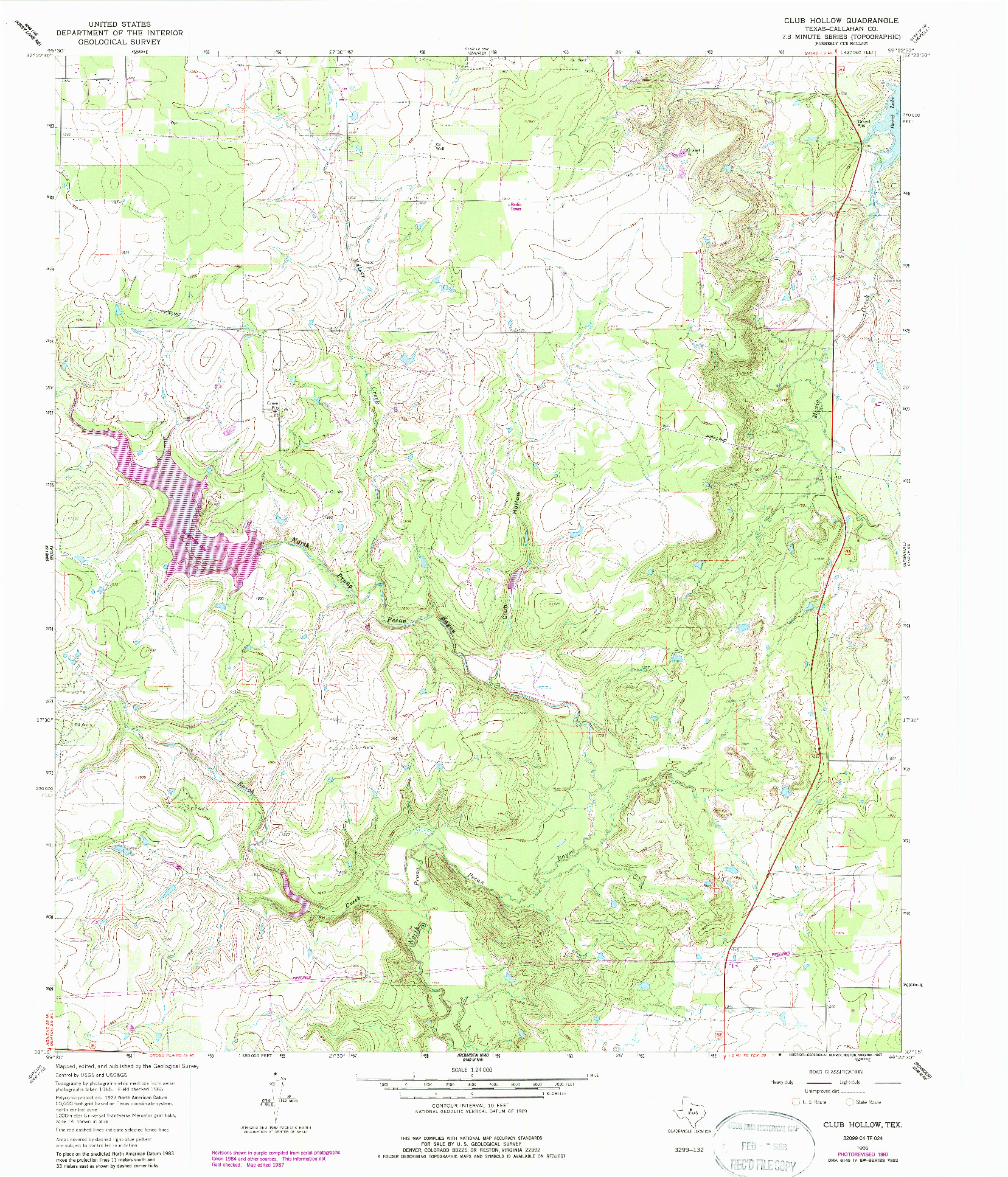 USGS 1:24000-SCALE QUADRANGLE FOR CLUB HOLLOW, TX 1966