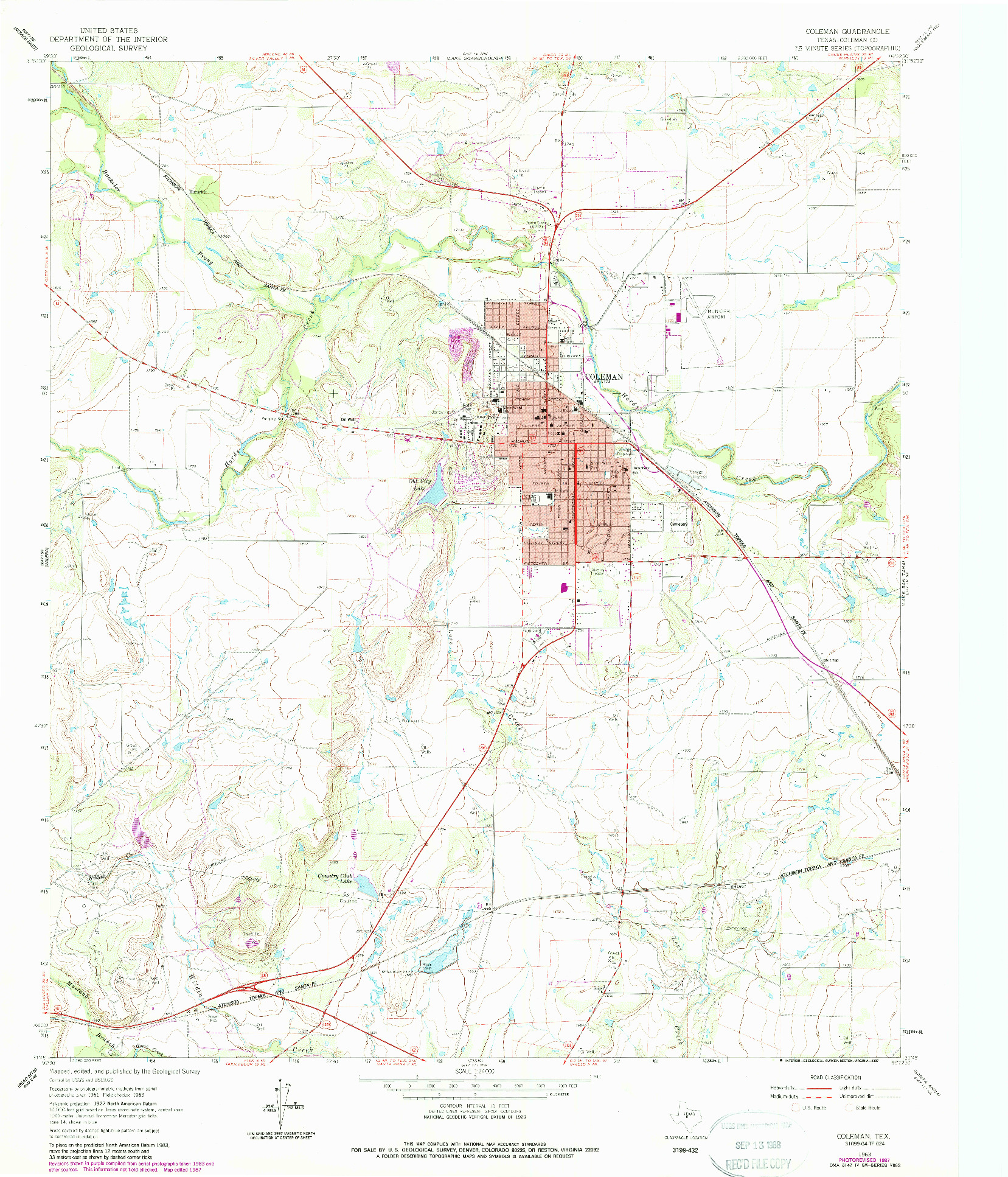 USGS 1:24000-SCALE QUADRANGLE FOR COLEMAN, TX 1963