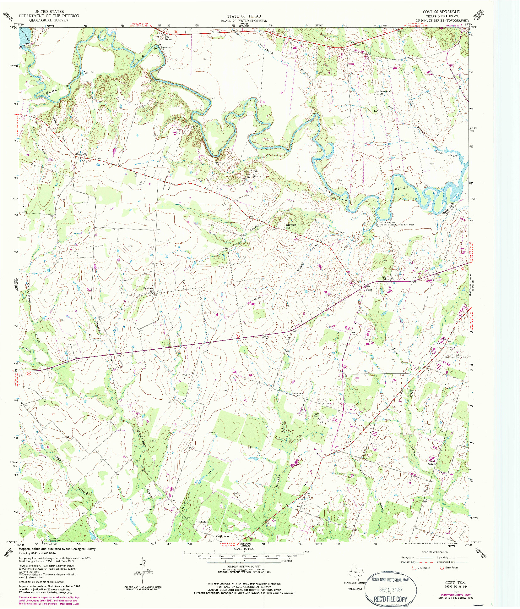 USGS 1:24000-SCALE QUADRANGLE FOR COST, TX 1959