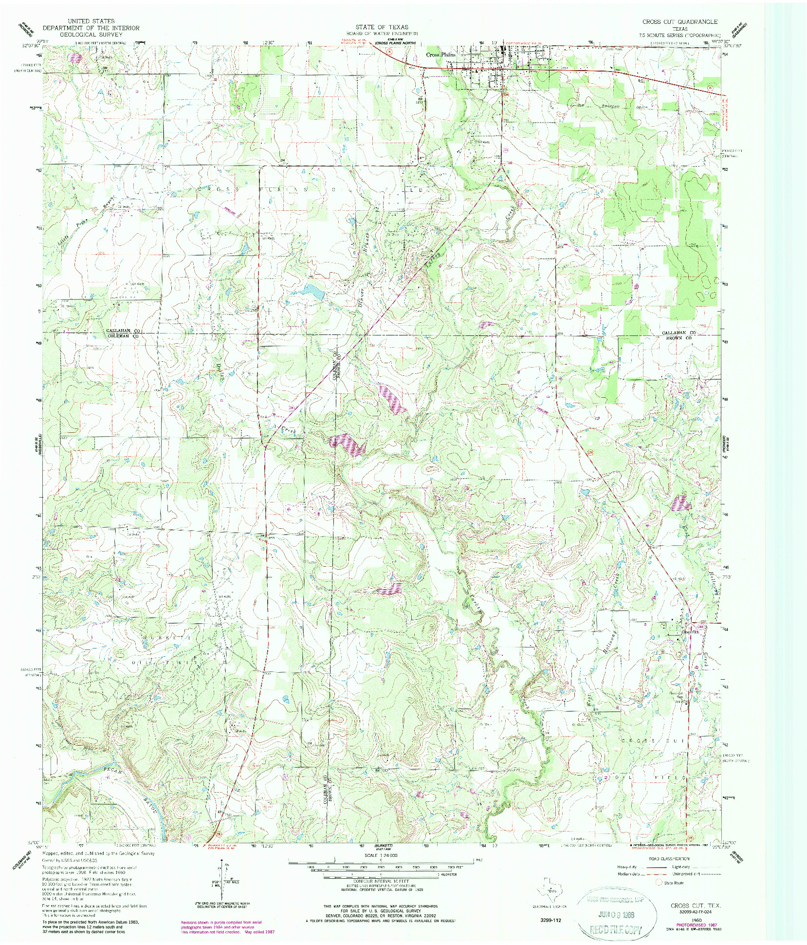 USGS 1:24000-SCALE QUADRANGLE FOR CROSS CUT, TX 1960